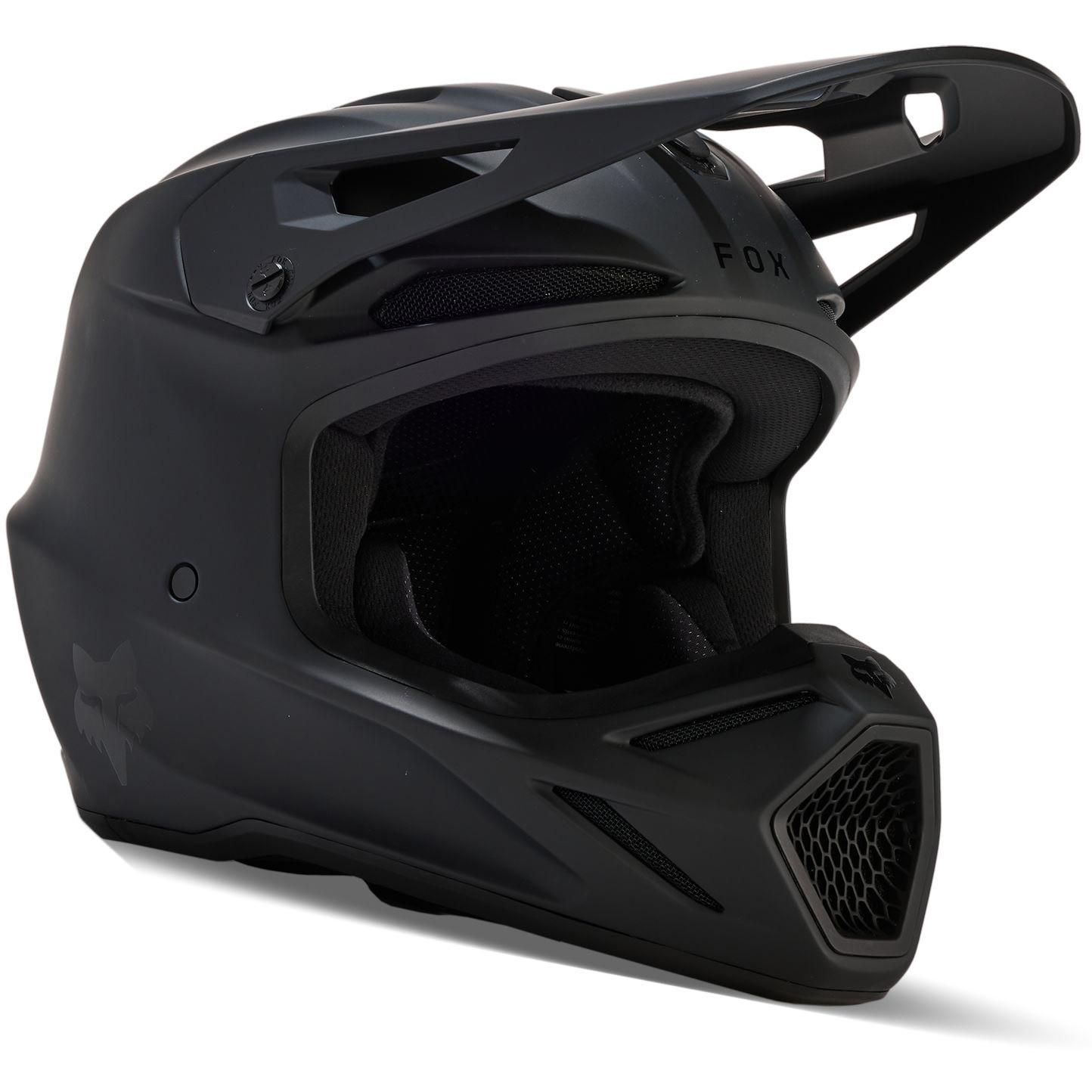 31439-255-YL - Fox Racing 2024 V3 Solid Youth Motocross Helmet YL Matt Black