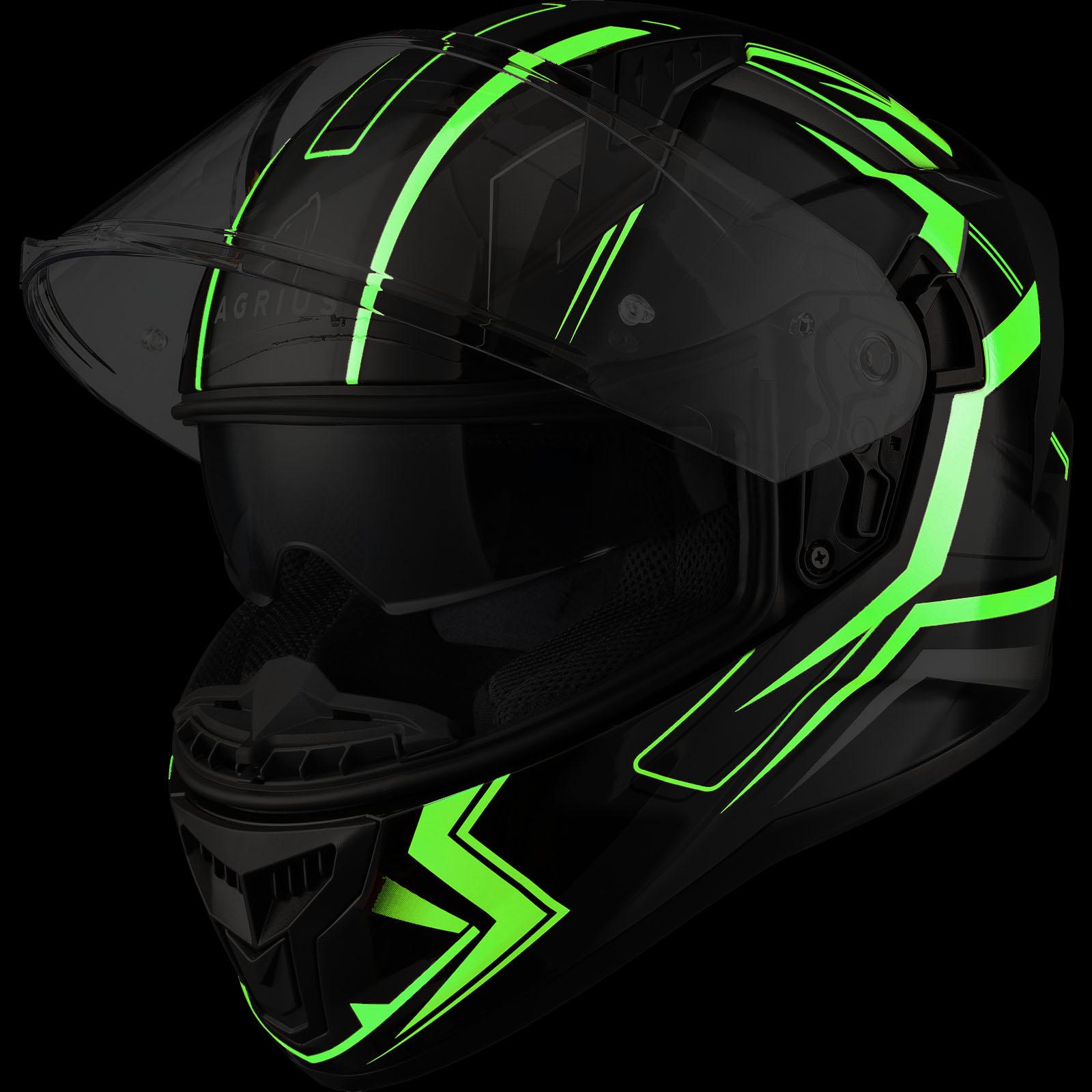 Agrius Wrath Polaris Motorcycle Helmet L Green Twilight