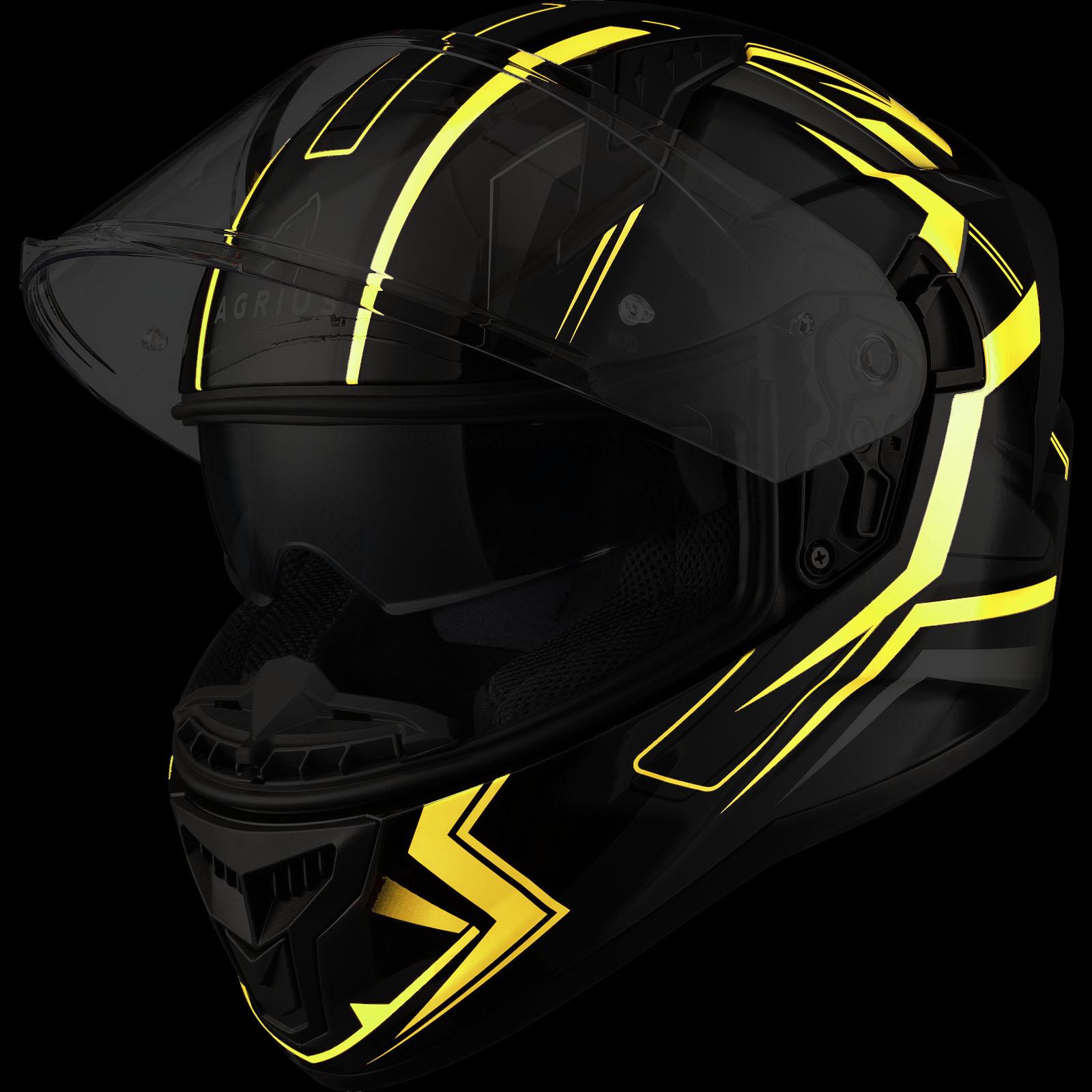 Agrius Wrath Polaris Motorcycle Helmet XS Yellow Twilight