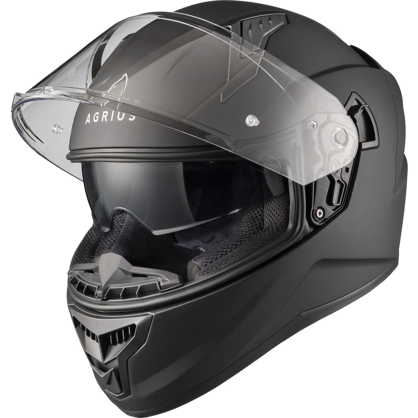 Agrius Wrath Solid Motorcycle Helmet M Matt Black (ACU Approved)
