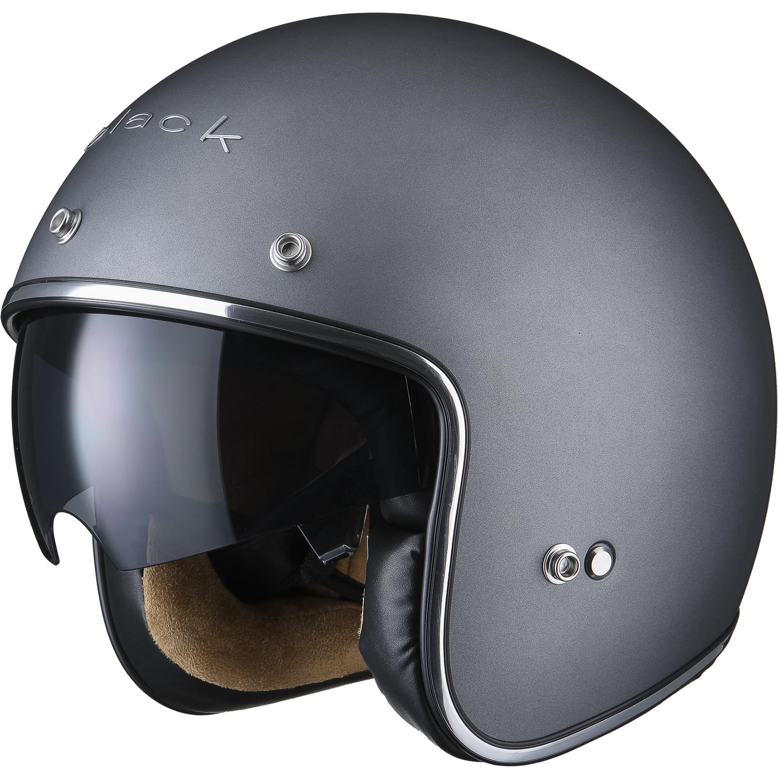 Black Classic Open Face Motorcycle Helmet XXL Matt Titanium
