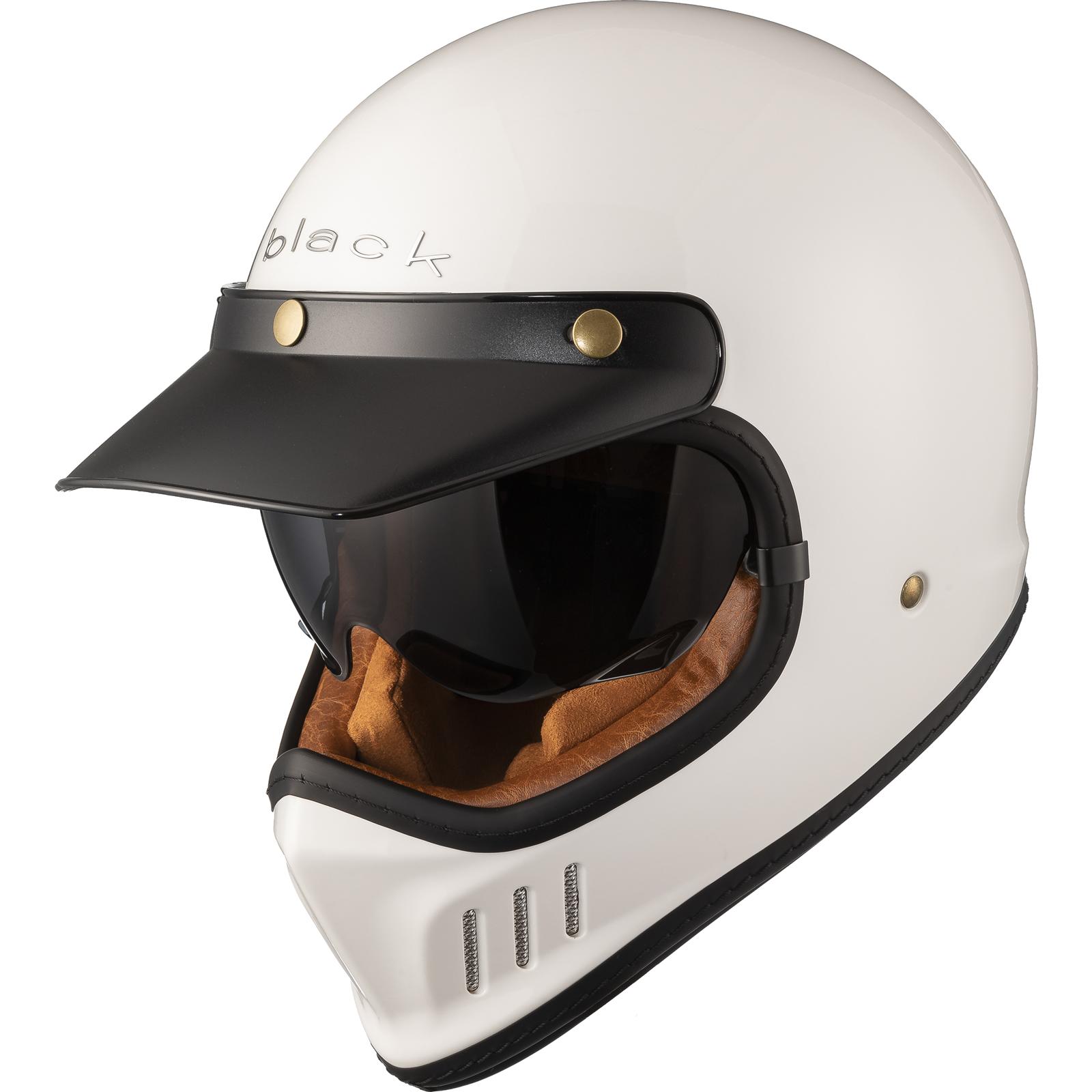 Black Royale Solid Retro Motorcycle Helmet XL Gloss White