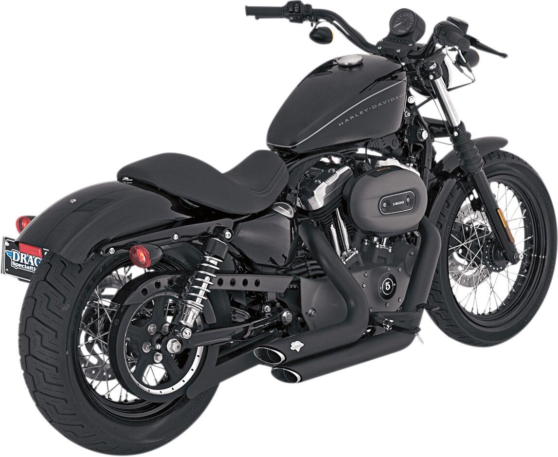 47219 - Vance & Hines Shortshots Staggered Exhaust System For Harley Davidson XL 1200 C 2004-2013 - Black