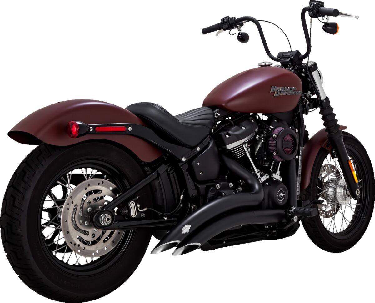 46377 - Vance & Hines Big Radius Exhaust System For Harley Davidson FLDE 1750 2018-2020 - Black/Mild Steel