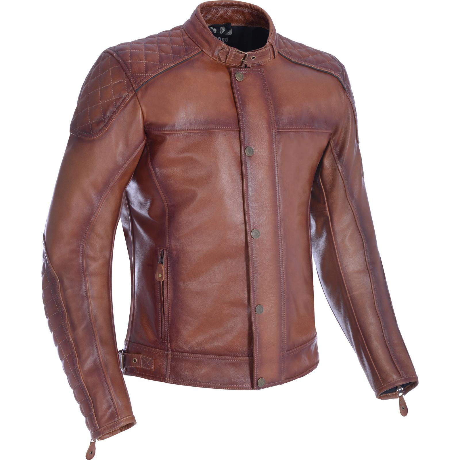 LM170102XL - Oxford Hampton Leather Motorcycle Jacket XL Bourbon (44)