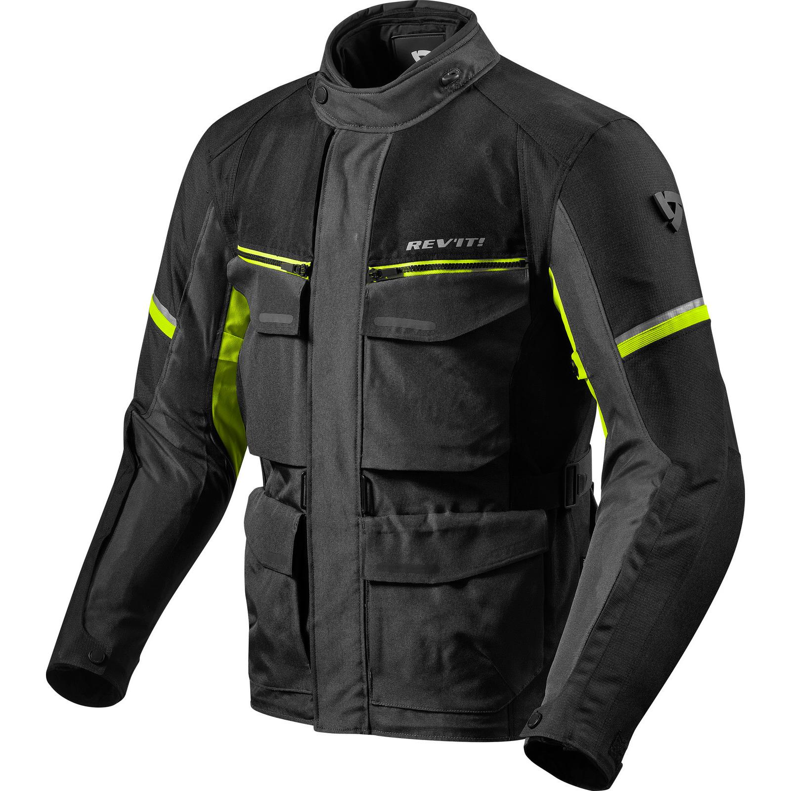 FJT262 - 1450-M - Rev It Outback 3 Motorcycle Jacket M Black Neon Yellow