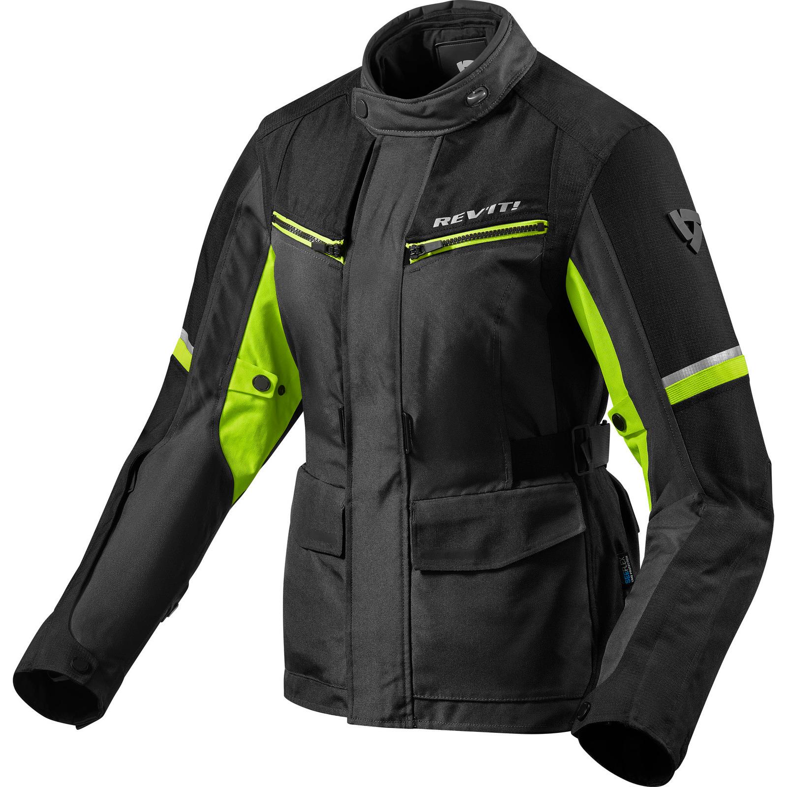 FJT263 - 1450-L44 - Rev It Outback 3 Ladies Motorcycle Jacket 44 Black Neon Yellow (UK 16)