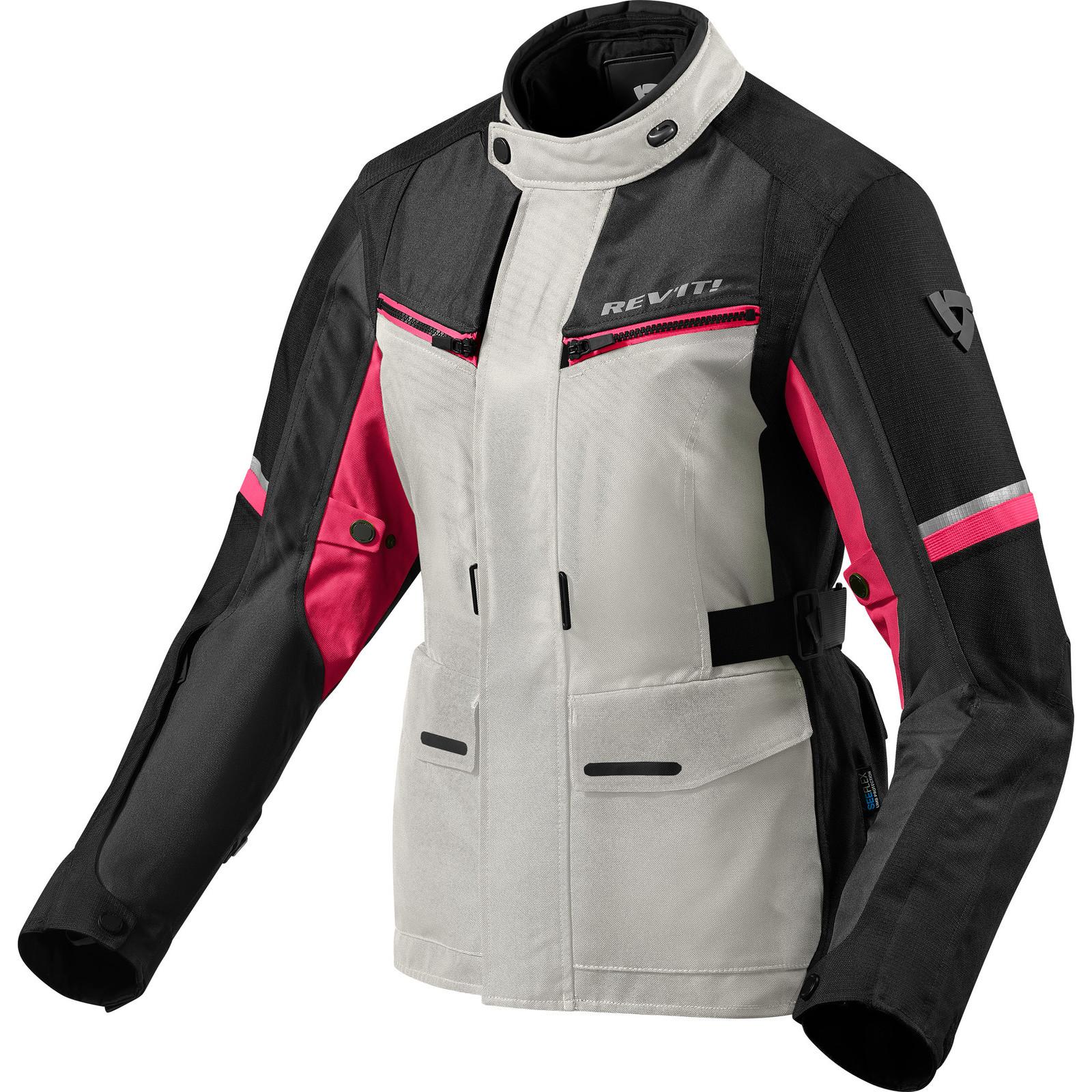 FJT263 - 4260-L44 - Rev It Outback 3 Ladies Motorcycle Jacket 44 Silver Fuchsia (UK 16)
