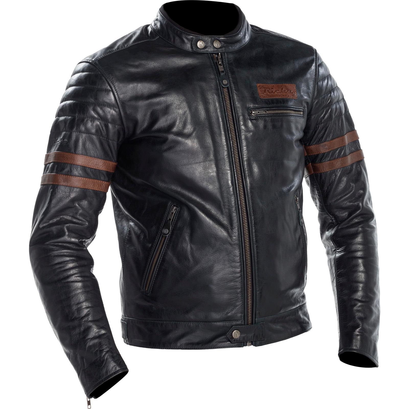 1CU1500-52 - Richa Curtiss Leather Motorcycle Jacket 42 Petrol Brown