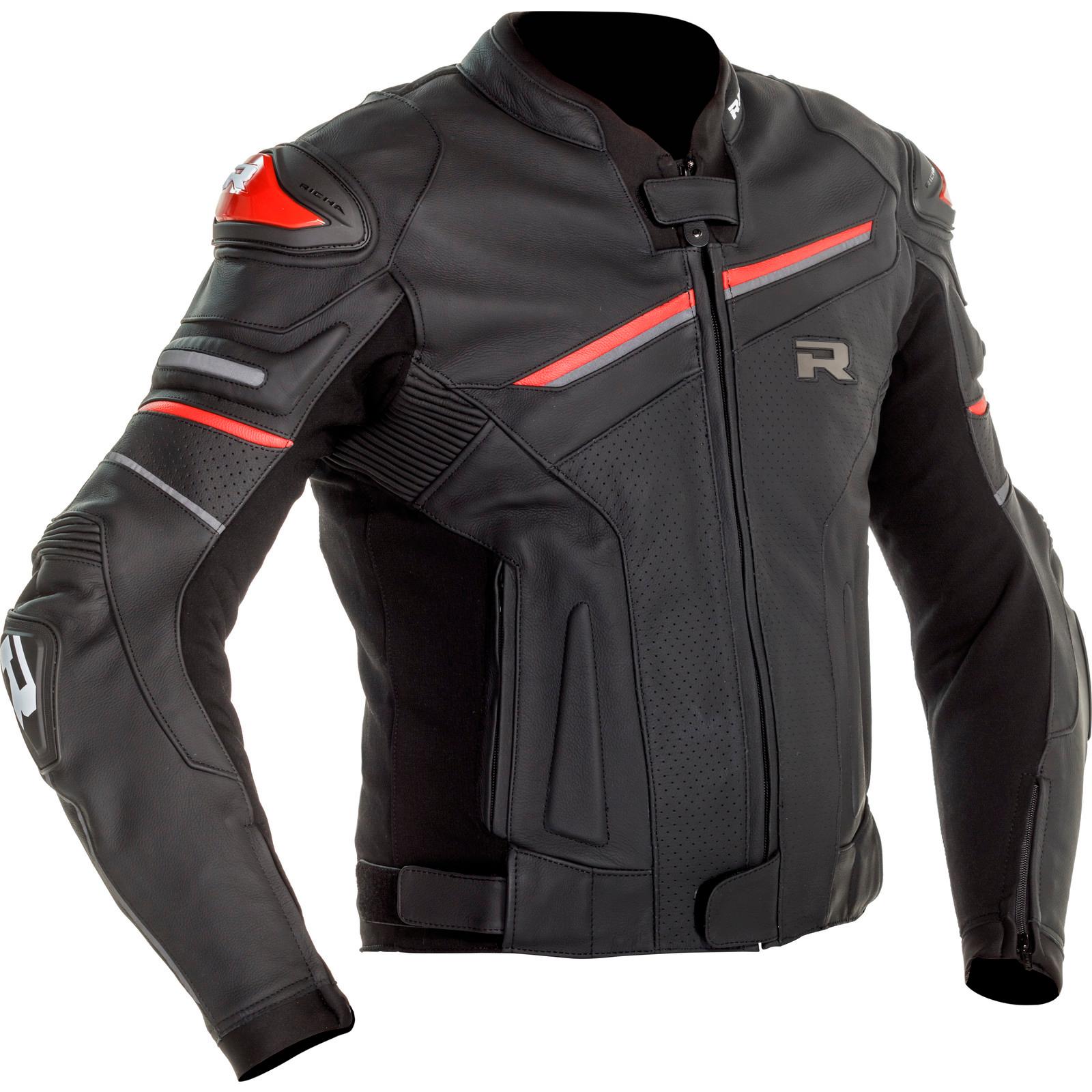 1MUII400-48 - Richa Mugello 2 Leather Motorcycle Jacket 38 Black Red