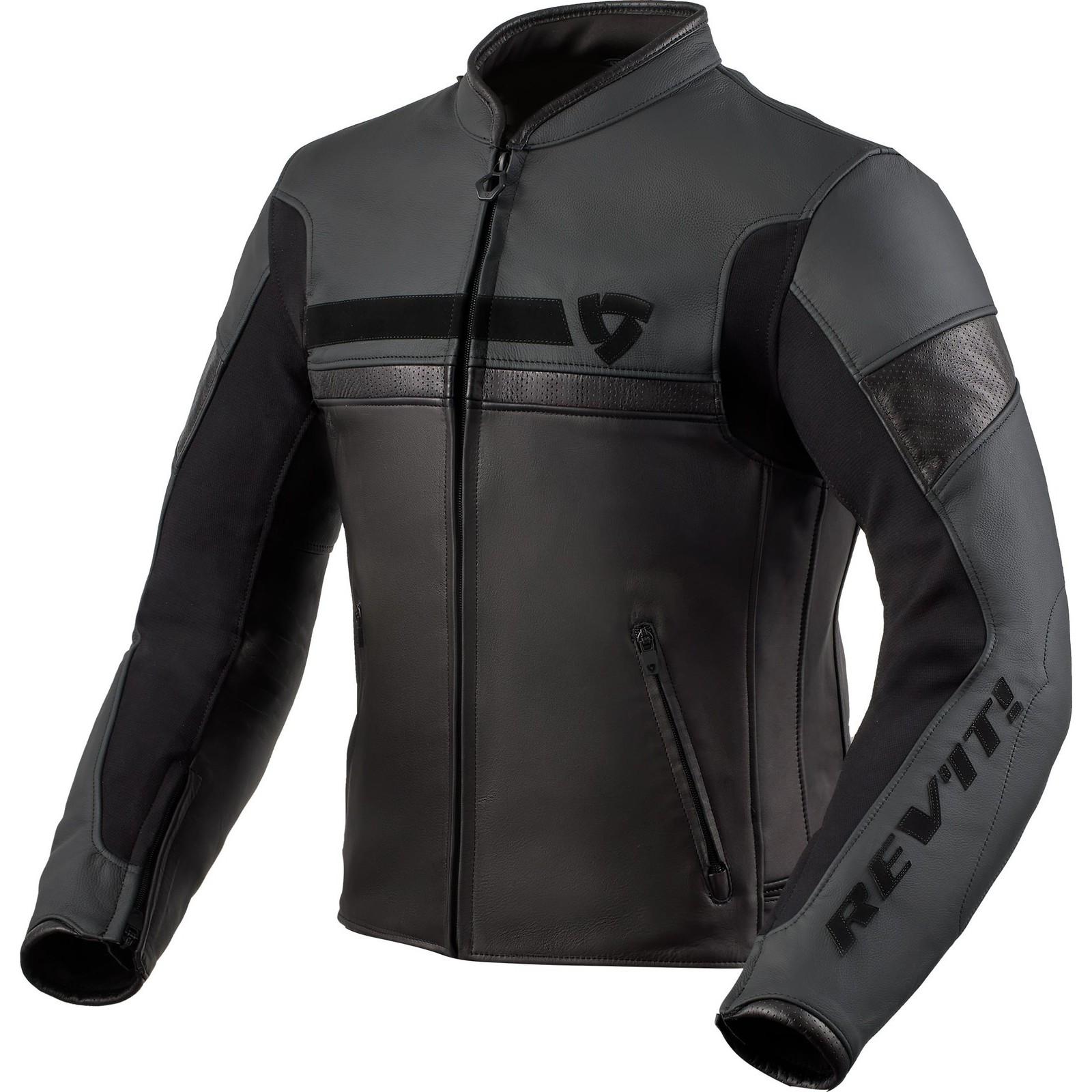FJL131 - 1010-M50 - Rev It Mile Leather Motorcycle Jacket 50 Black (UK 40)