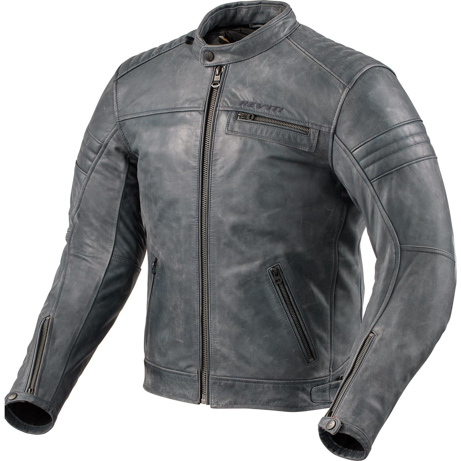 FJL125 - 0300-M46 - Rev It Restless Leather Motorcycle Jacket 46 Blue (UK 36)