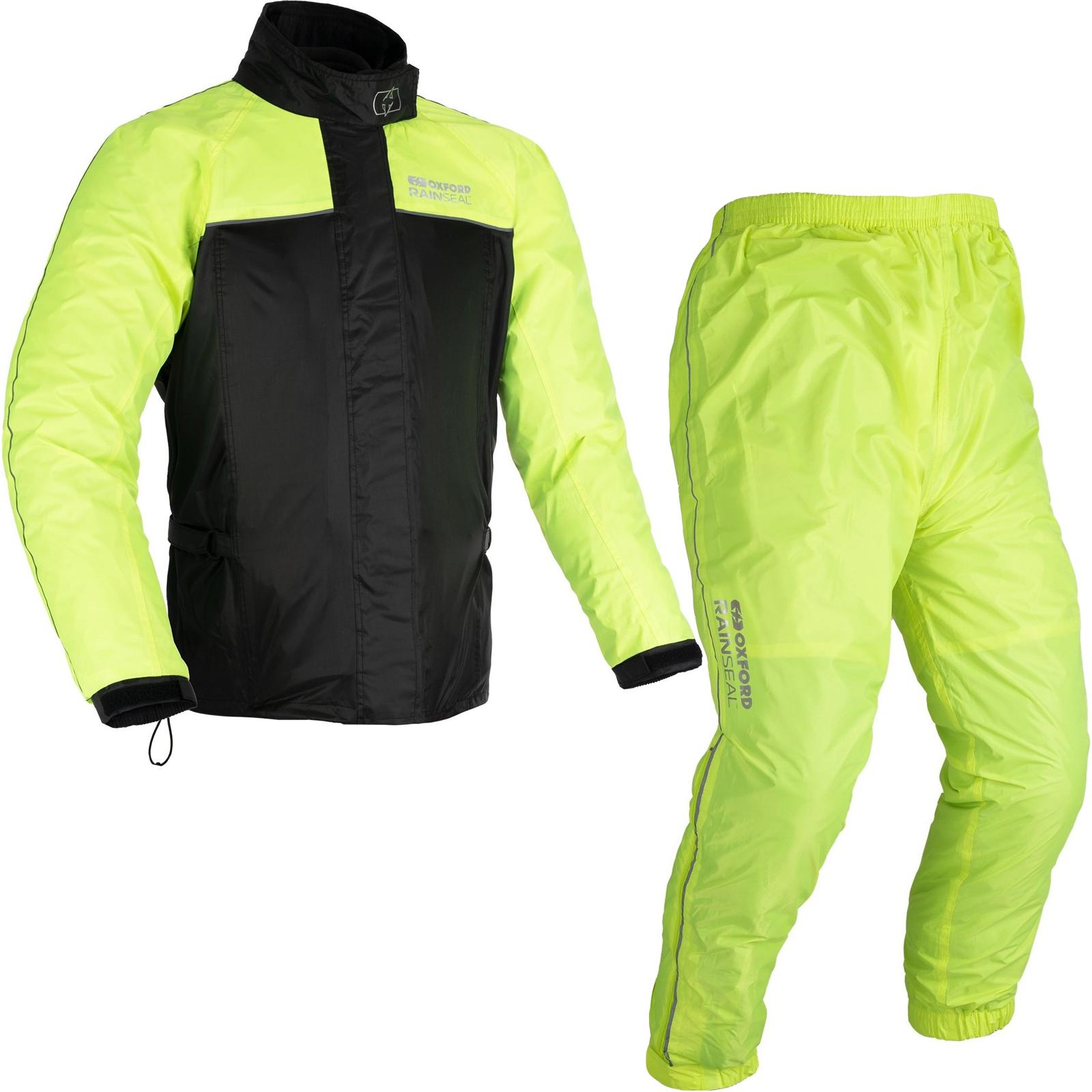 Oxford Rainseal Motorcycle Over Jacket & Pants Black Fluo Kit L/M