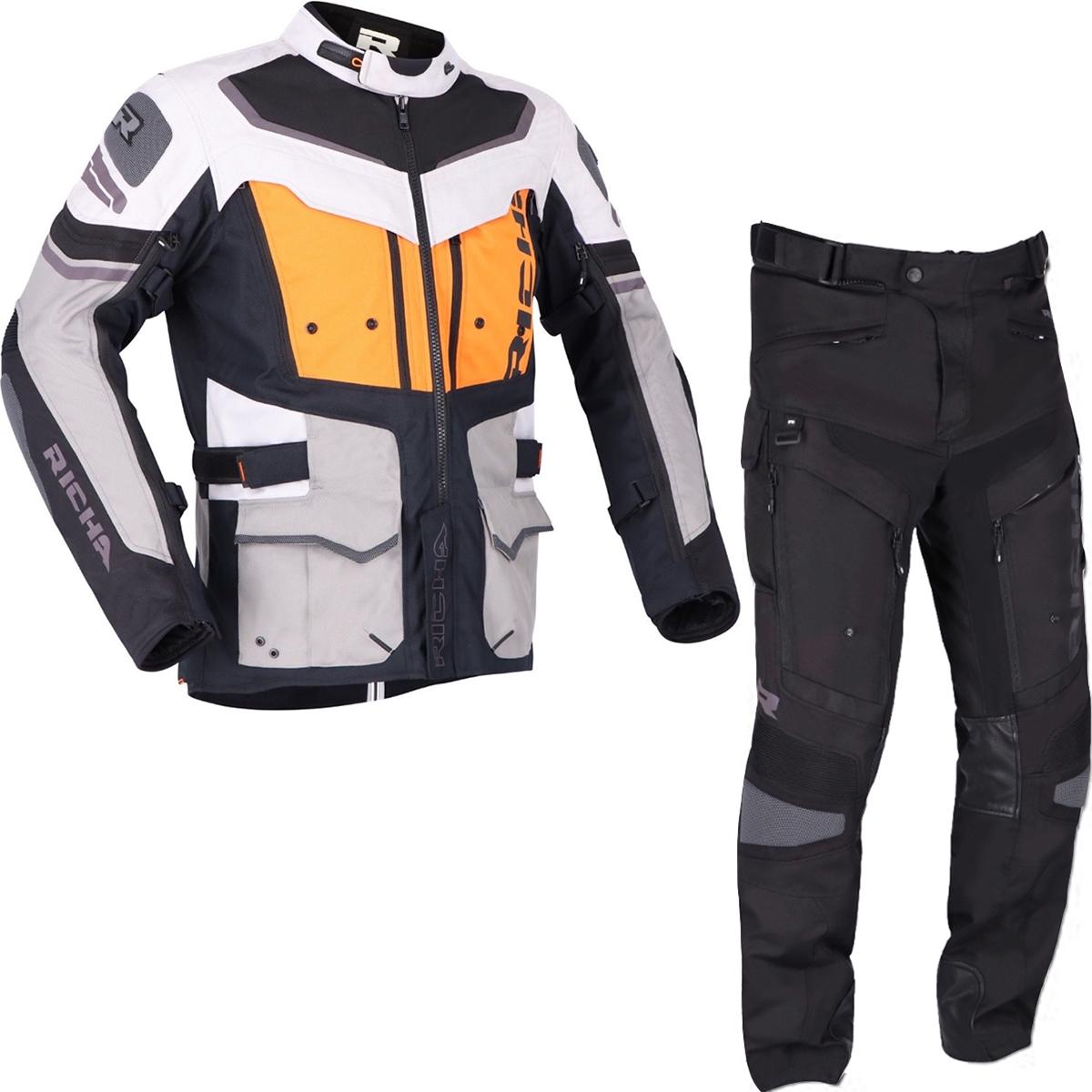 Richa Infinity 2 Adventure Motorcycle Jacket & Trousers Grey Orange Black Kit 4XL/6XL