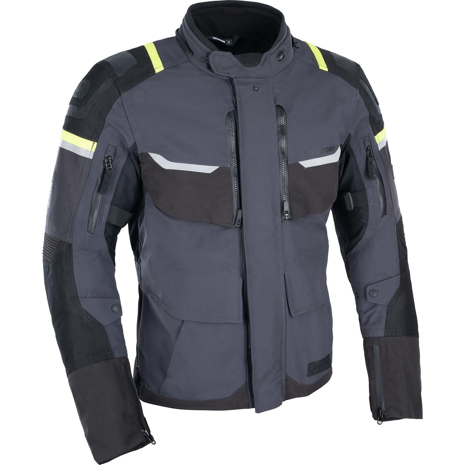 TM2111035XL - Oxford Stormland Dry2Dry Motorcycle Jacket 5XL Grey Black Fluo