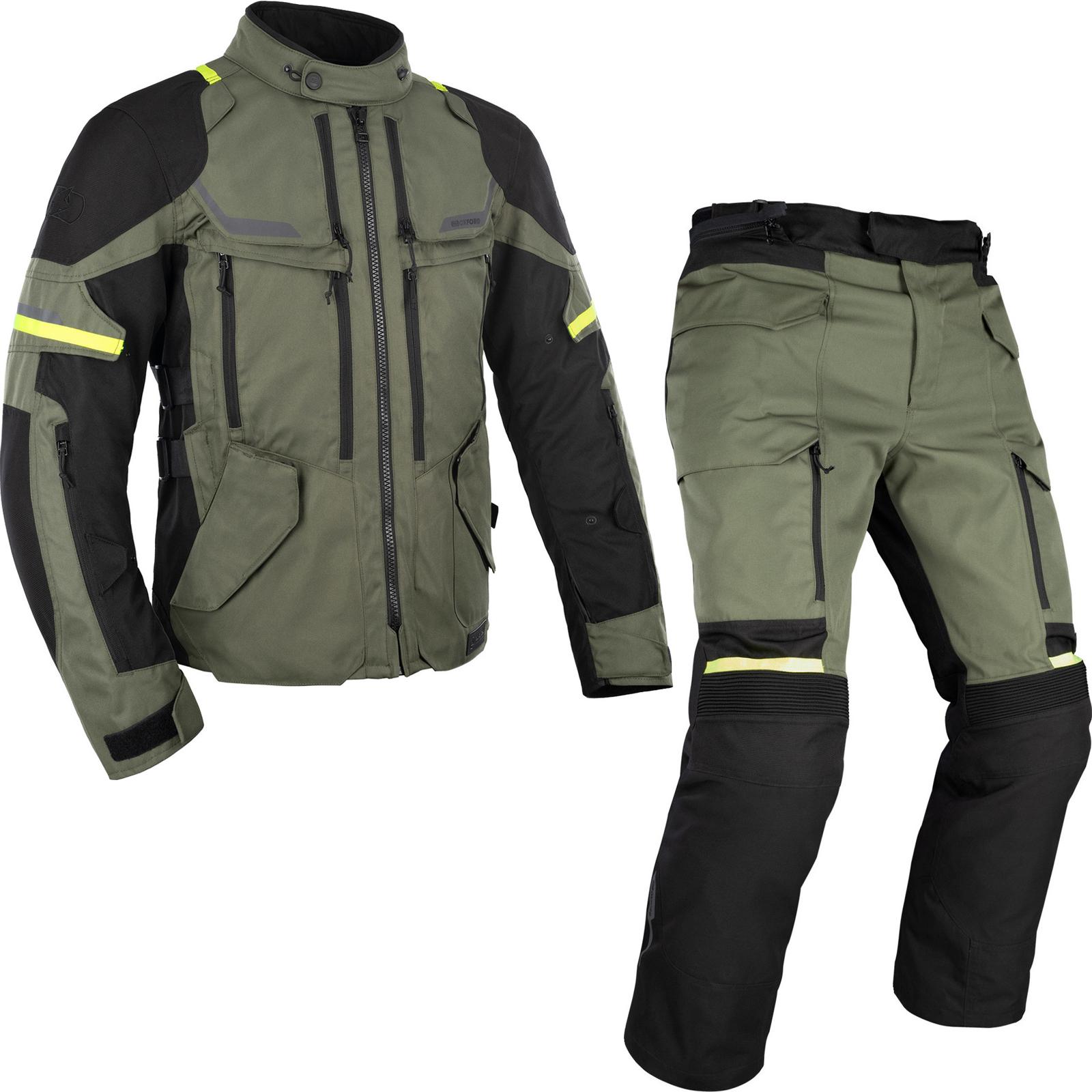 Oxford Rockland Motorcycle Jacket & Trousers Khaki Black Fluo Kit XXL/XL Standard