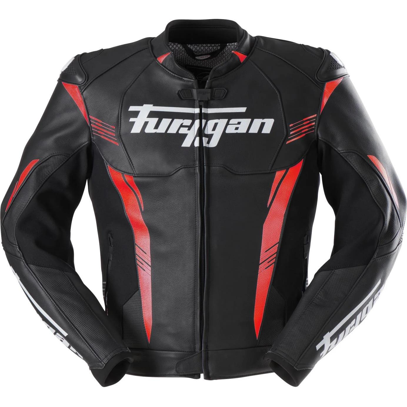 6030-102 M - Furygan Pro One Leather Motorcycle Jacket M Black Red White