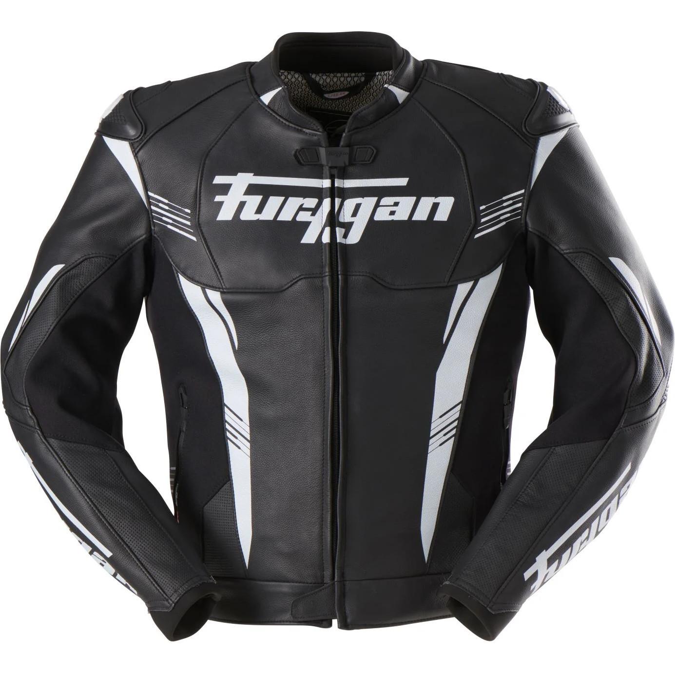 6030-143 3XL - Furygan Pro One Leather Motorcycle Jacket 3XL Black White
