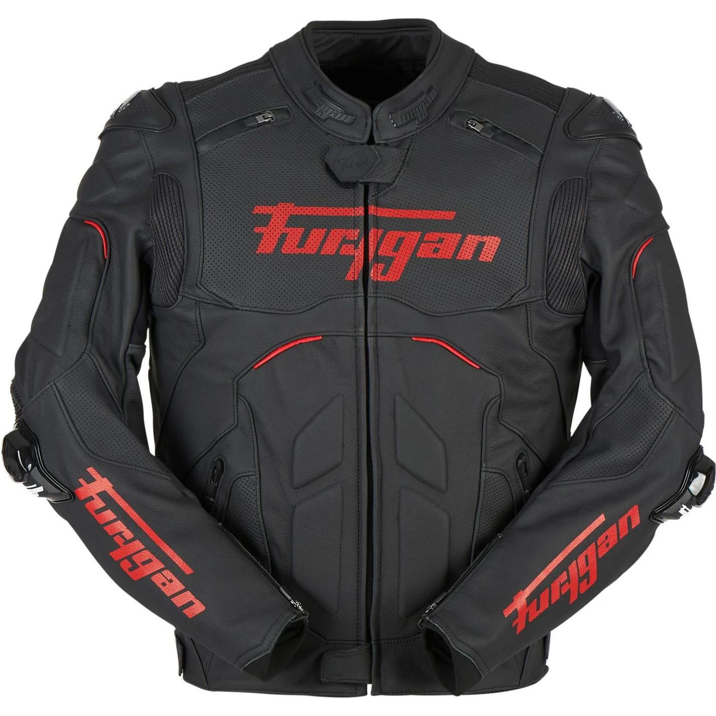 6022-108-L - Furygan Raptor Evo 2 Leather Motorcycle Jacket L Black Red