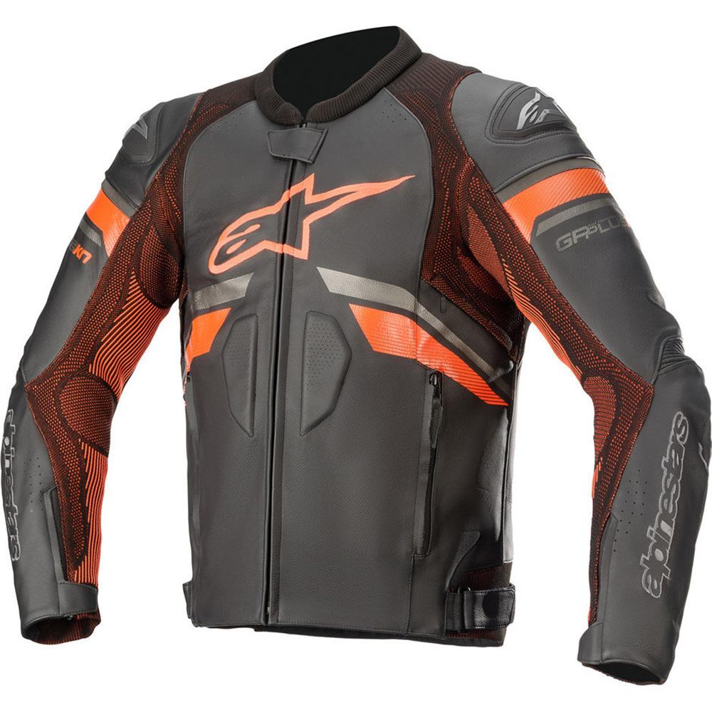 3100321 1030 64 - Alpinestars GP Plus R V3 Rideknit Leather Motorcycle Jacket 64 Black Red Fluo (UK 54)