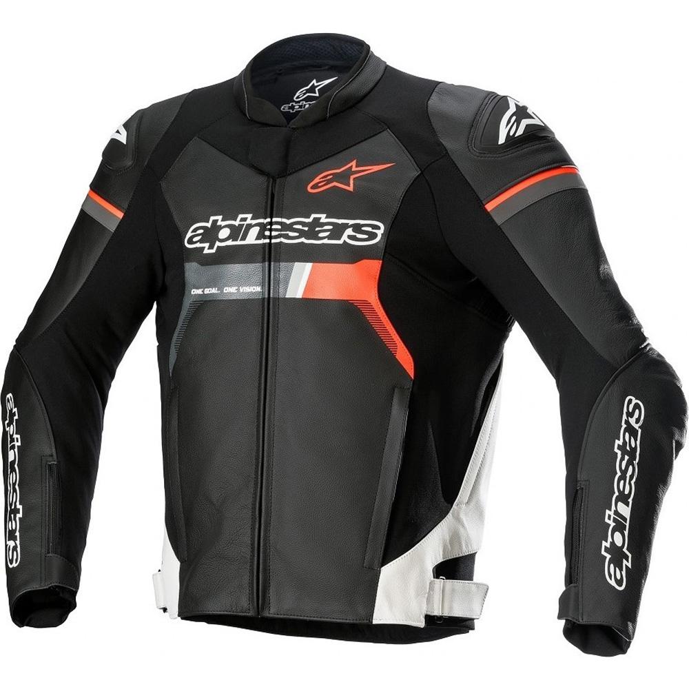 3100822 1231 46 - Alpinestars GP Force Leather Motorcycle Jacket 46 Black White Red Fluo (UK 36)