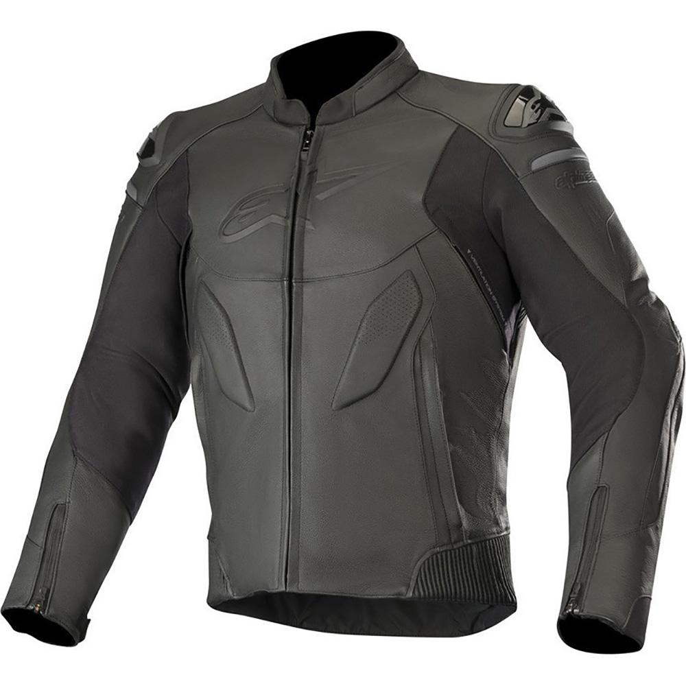 3107319 10 48 - Alpinestars Caliber Leather Motorcycle Jacket 48 Black (UK 38)