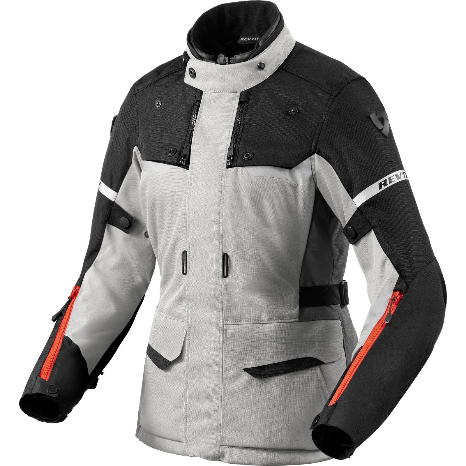 FJT344 - 4050-L42 - Rev It Outback 4 H2O Ladies Motorcycle Jacket 42 Silver Black (UK 14)
