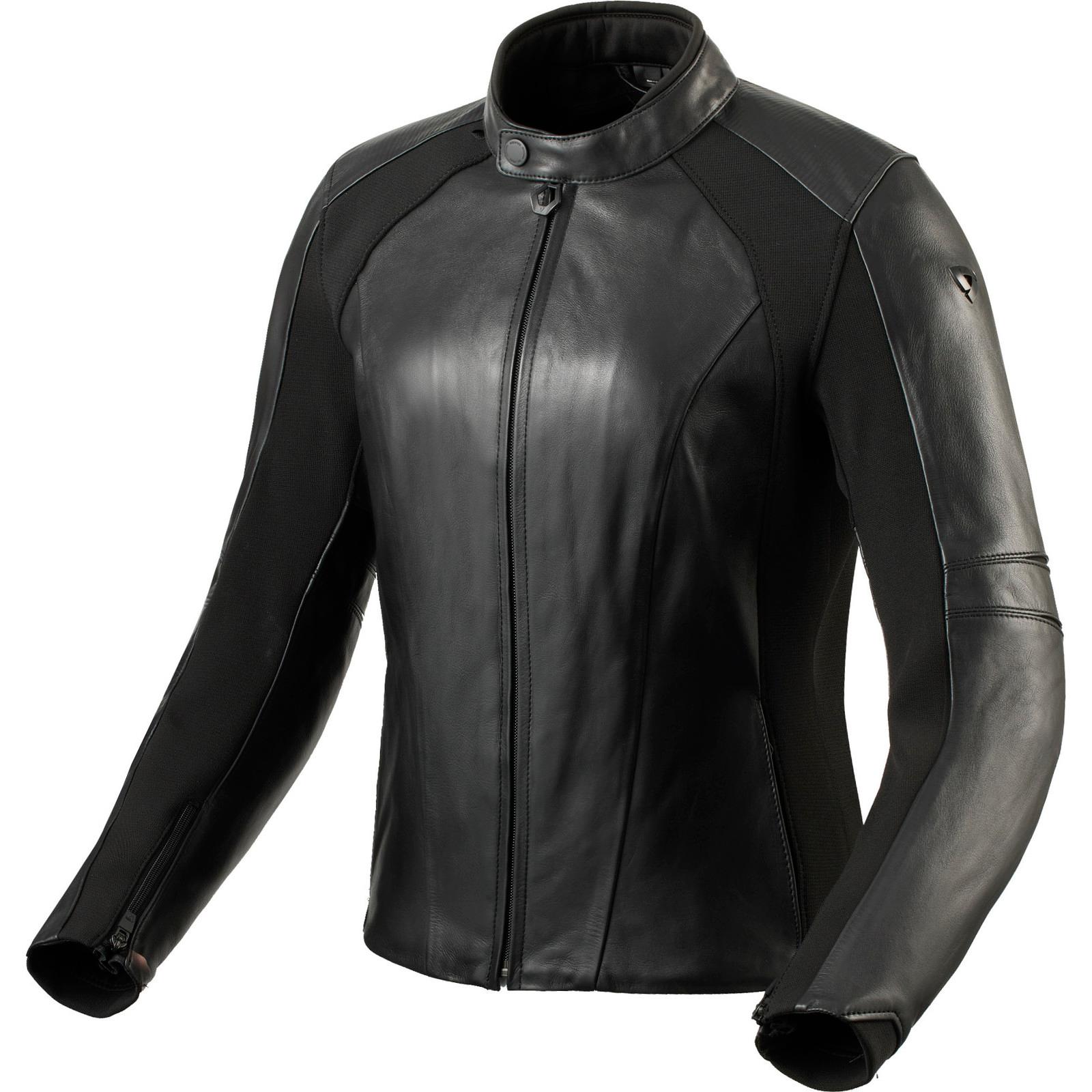 FJL134 - 0010-L42 - Rev It Maci Ladies Leather Motorcycle Jacket 42 Black (UK 14)