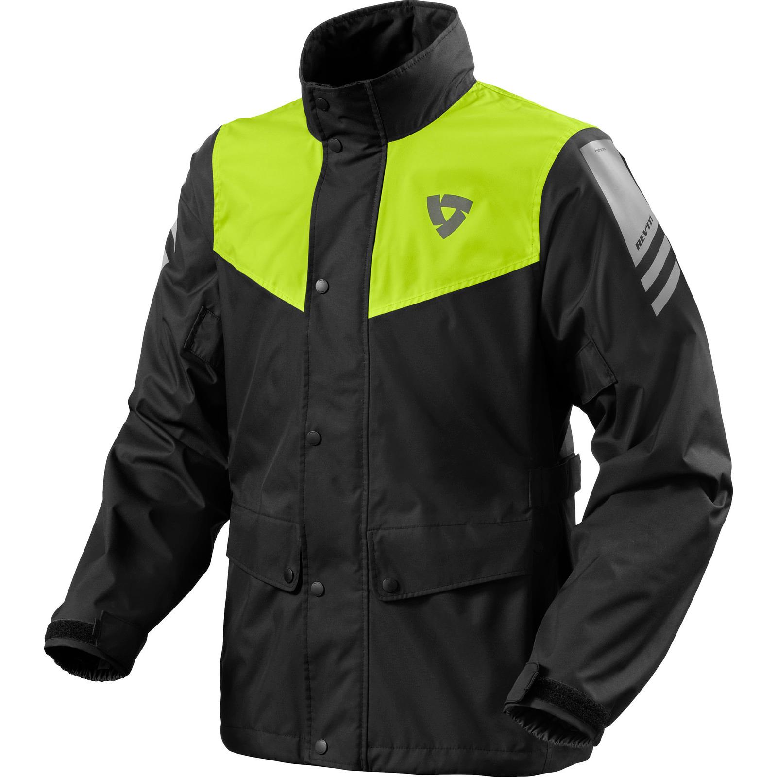 FRC021 - 1450-XS - Rev It Nitric 4 H2O Motorcycle Rain Jacket XS Black Neon Yellow