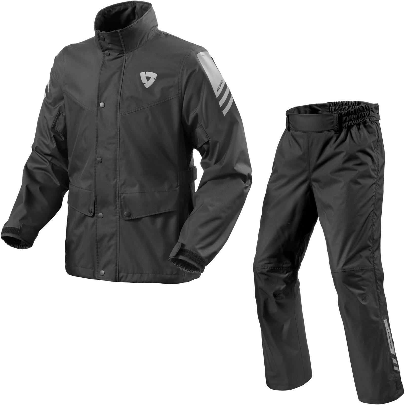 Rev It Nitric 4 H2O Motorcycle Rain Jacket & Trousers Black Kit 3XL/M