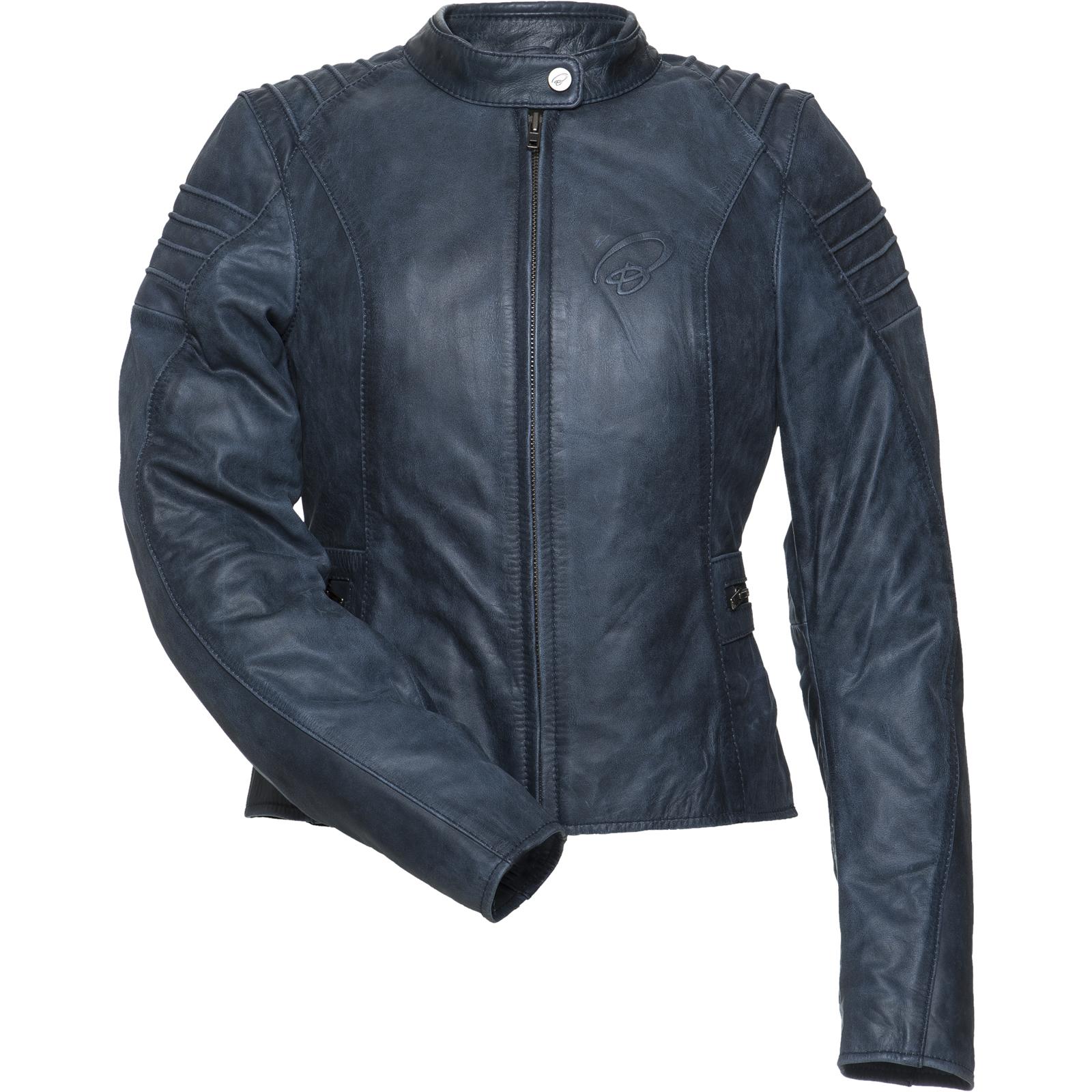Black Artemis Ladies Leather Motorcycle Jacket 14 Blue