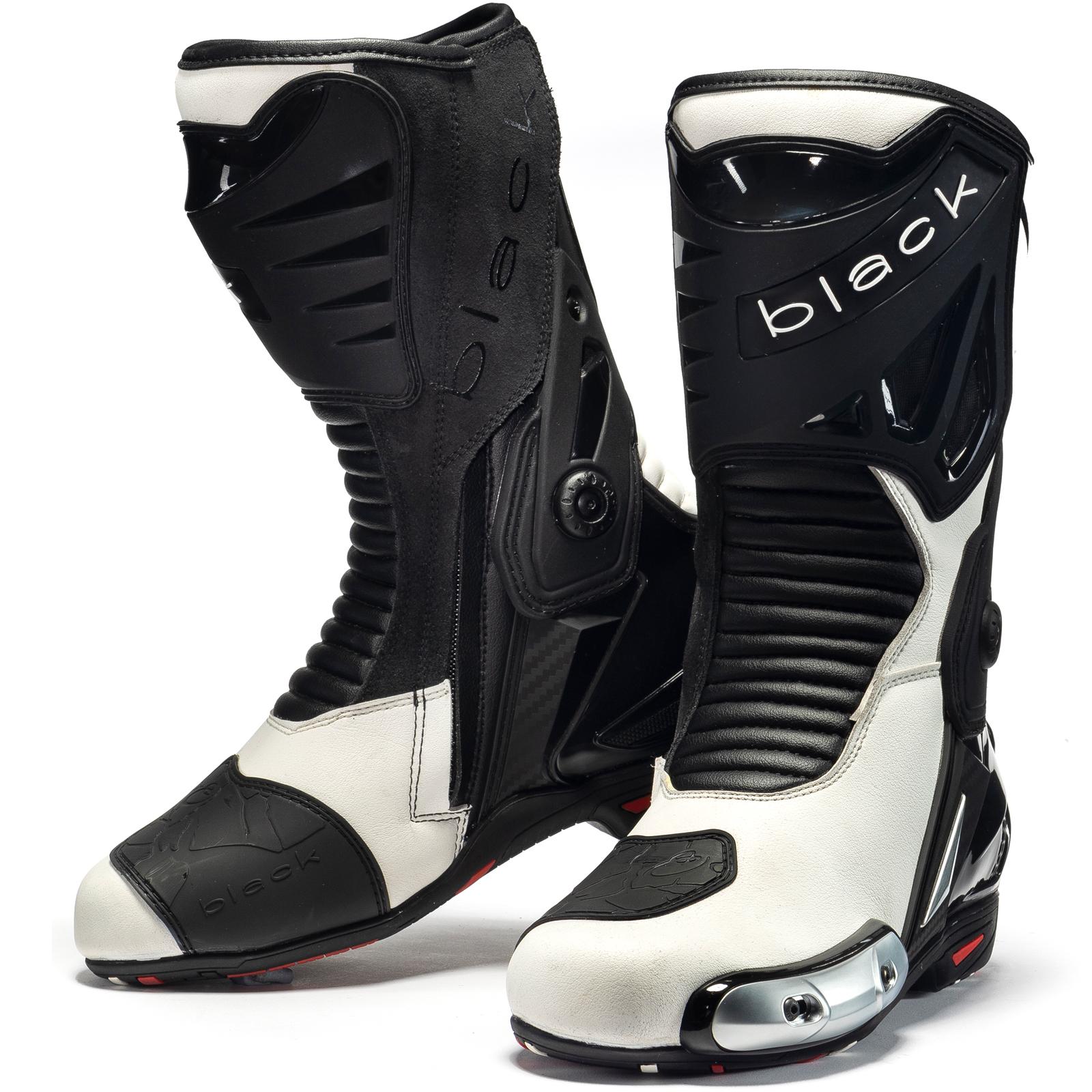 Black Panther Sports Motorcycle Boots 41 Black/White (UK 7)