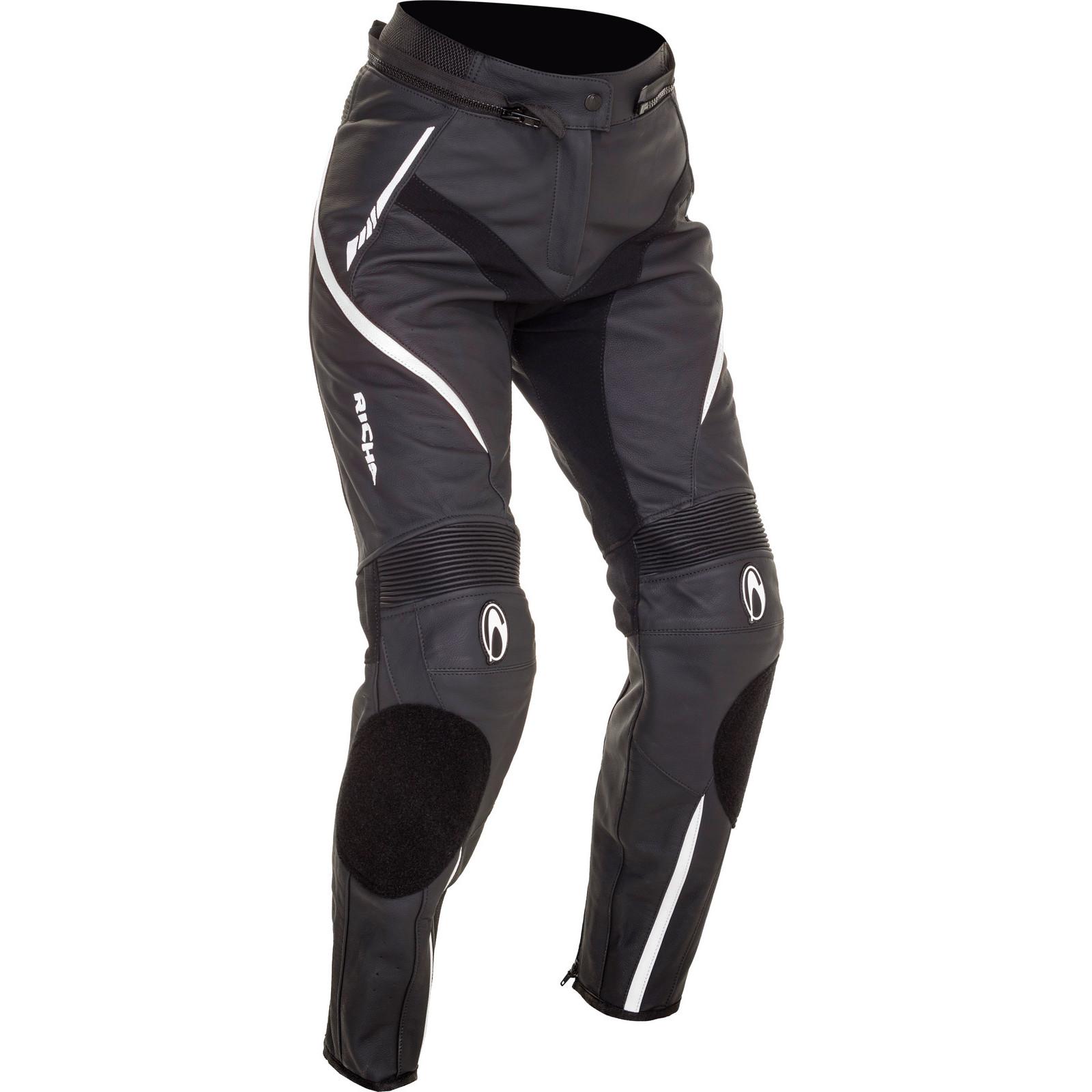 3NI1800-48 - Richa Nikki Ladies Leather Motorcycle Trousers 20 Black White