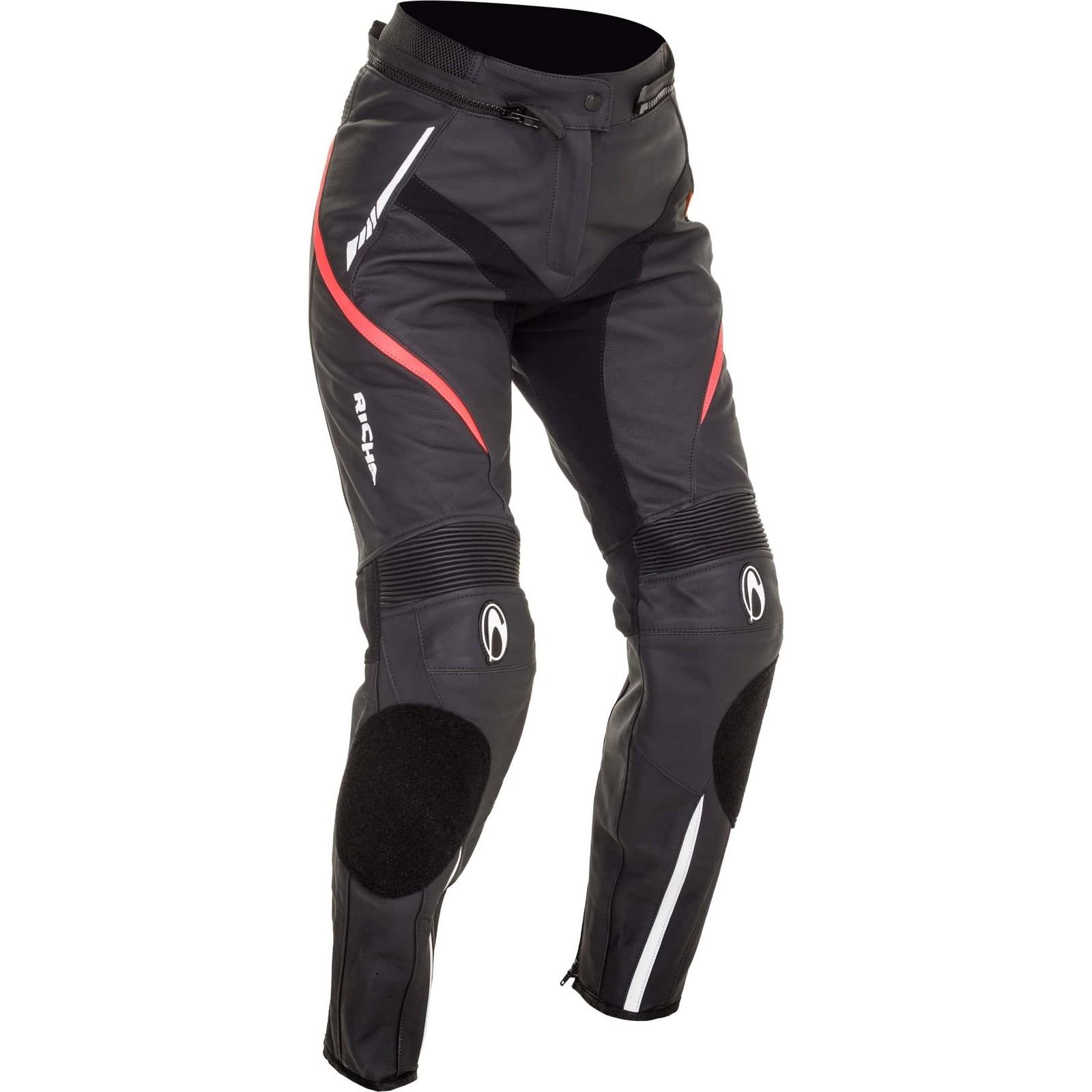 3NI700-42 - Richa Nikki Ladies Leather Motorcycle Trousers 14 Black Pink