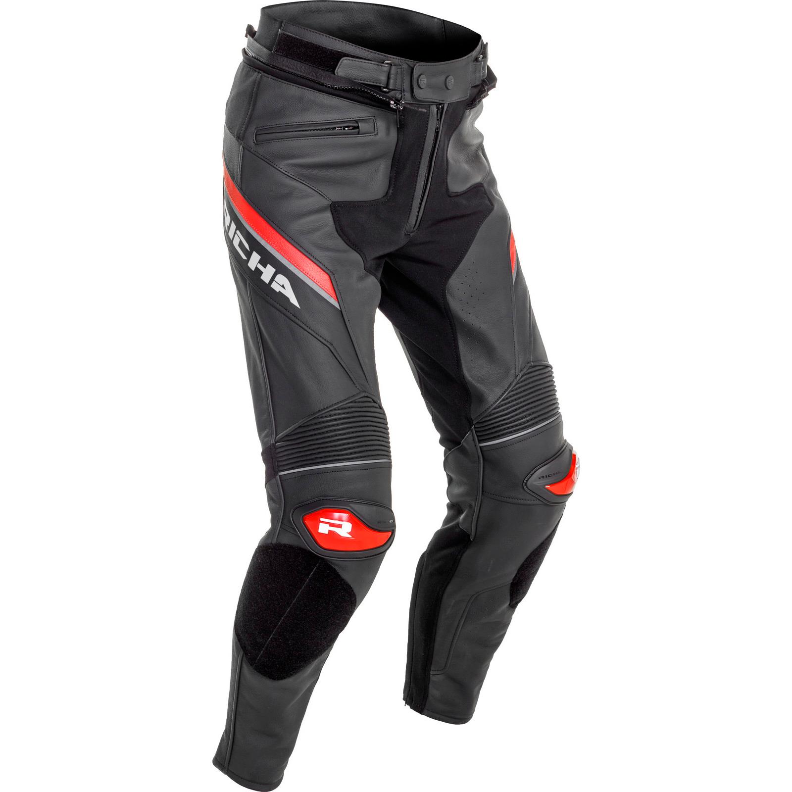 3VIIST400-52 - Richa Viper 2 Street Leather Motorcycle Trousers 34 Black Red