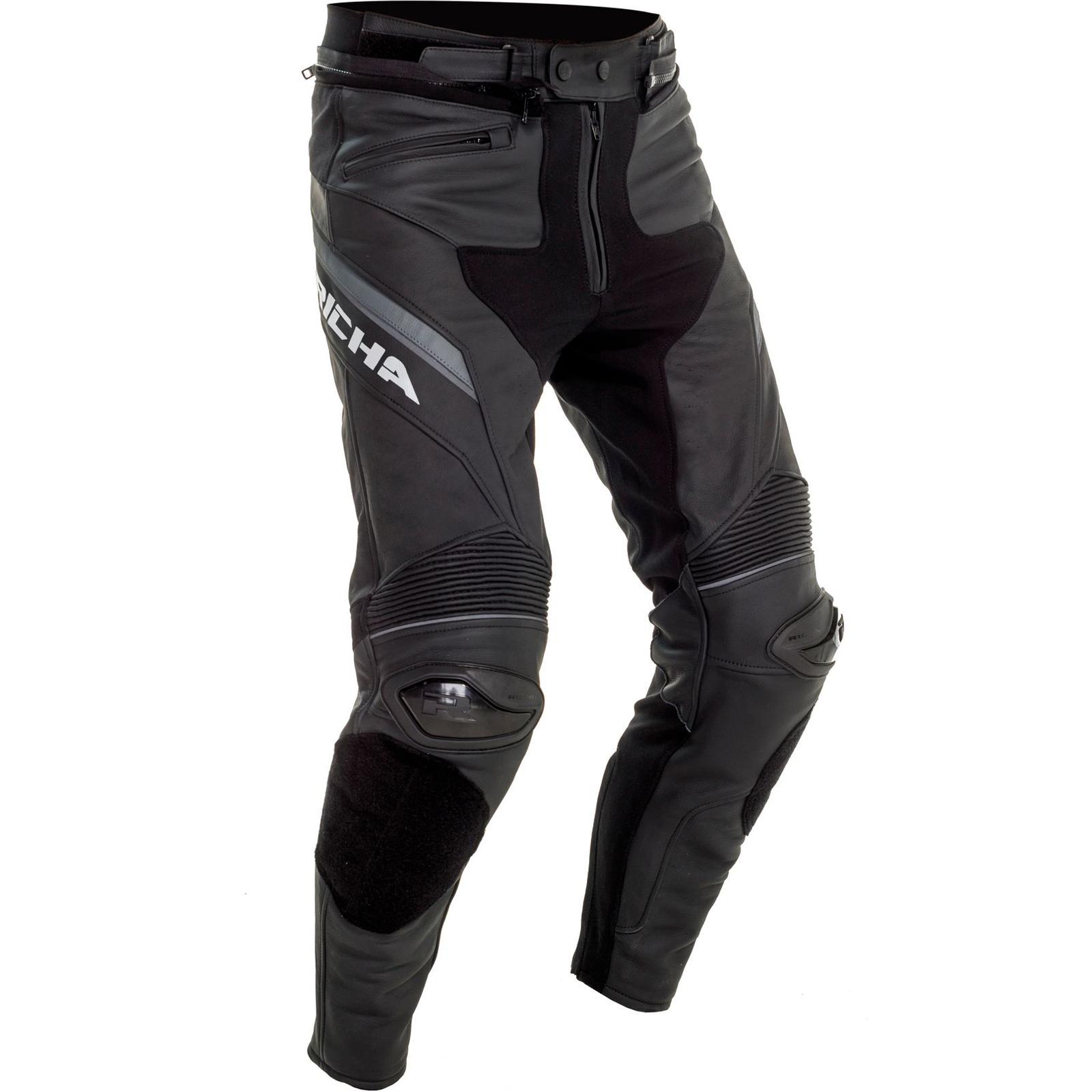 3VIIST100-50 - Richa Viper 2 Street Leather Motorcycle Trousers 32 Black Titanium