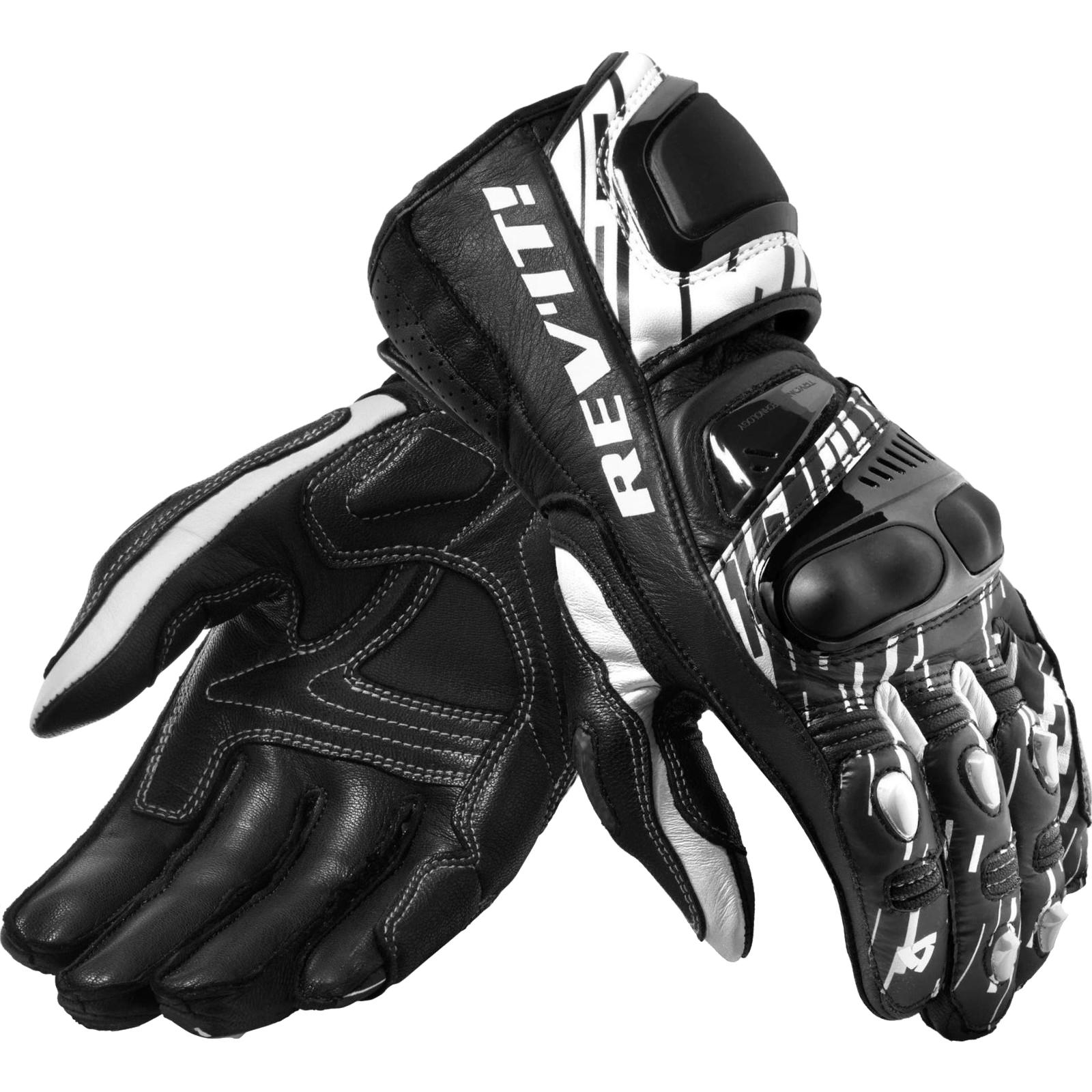 FGS178 - 3050-L - Rev It Quantum 2 Leather Motorcycle Gloves L White Black