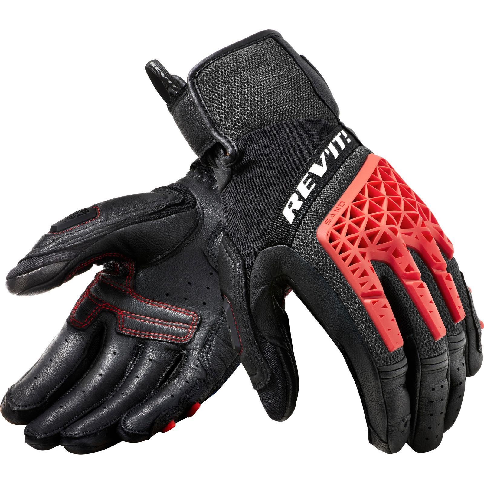 FGS173 - 1200-L - Rev It Sand 4 Leather Motorcycle Gloves L Black Red