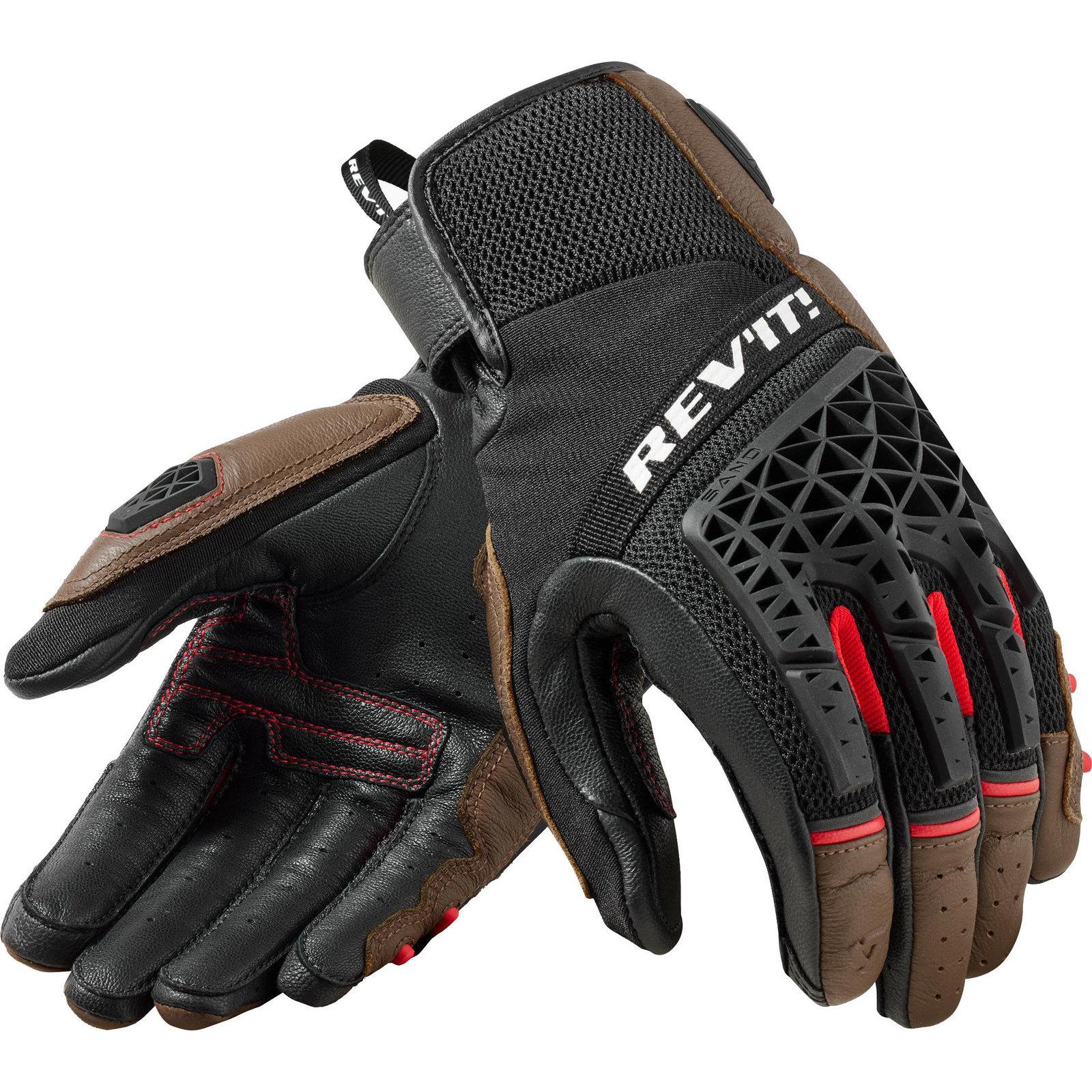 FGS173 - 7010-L - Rev It Sand 4 Leather Motorcycle Gloves L Brown Black