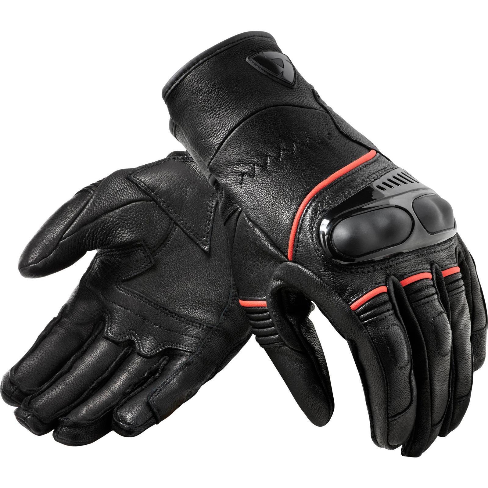 FGS175 - 1270-L - Rev It Hyperion H2O Leather Motorcycle Gloves L Black Neon Red