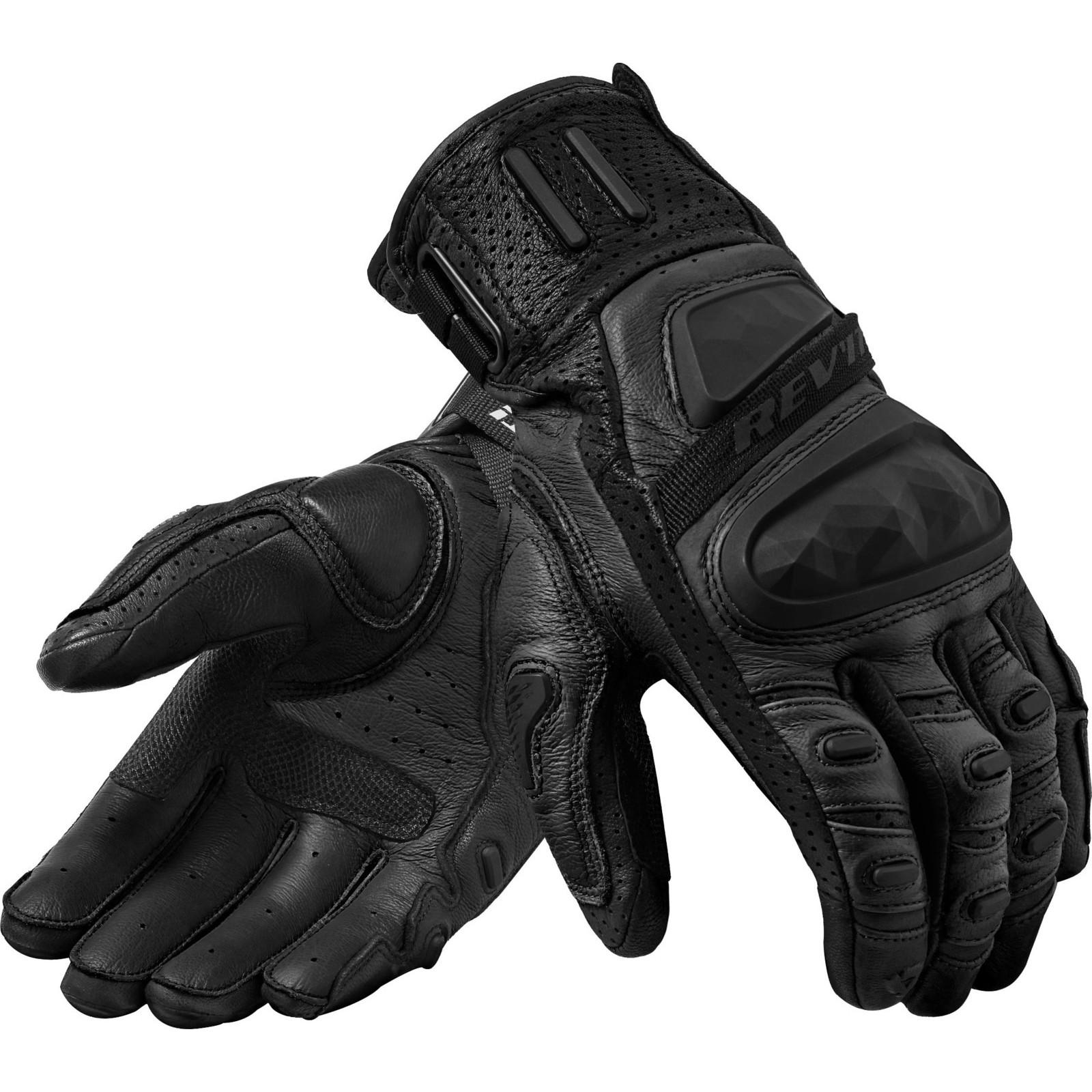 FGS186 - 1010-XL - Rev It Cayenne 2 Leather Motorcycle Gloves XL Black Black