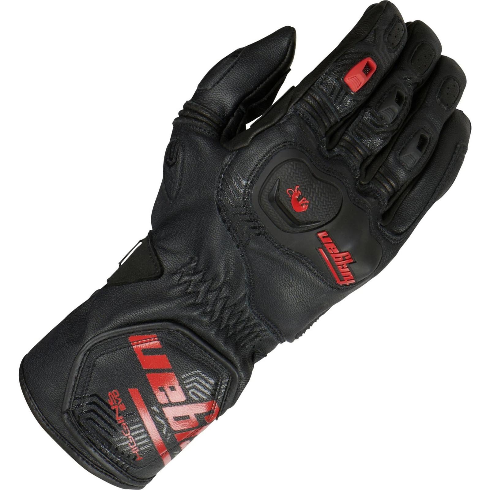 4559-108 L - Furygan Higgins Evo Leather Motorcycle Gloves L Black Red