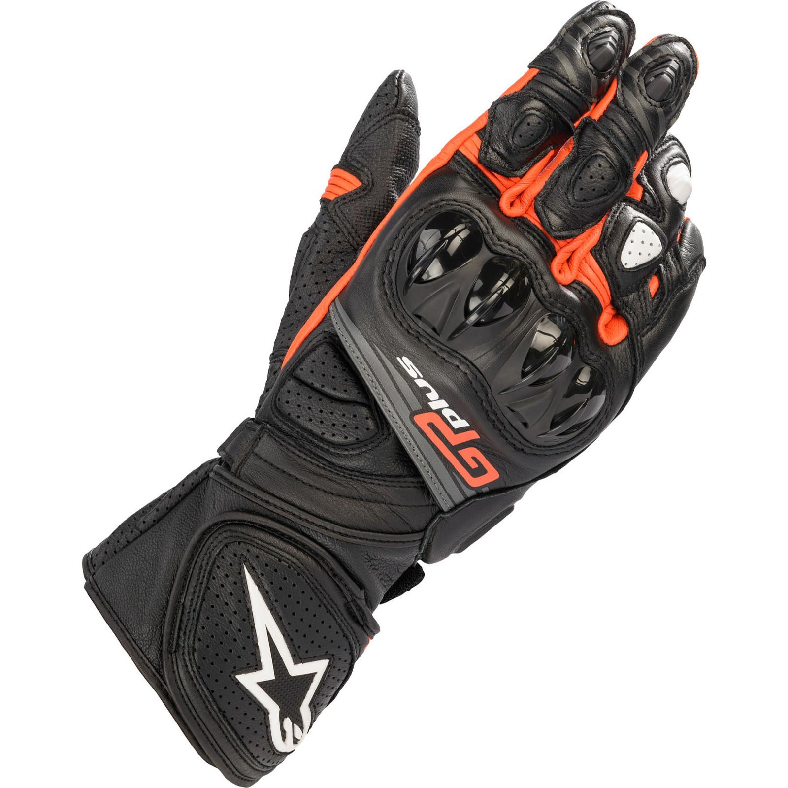3556520 1030 L - Alpinestars GP Plus R V2 Leather Motorcycle Gloves L Black Red Fluo