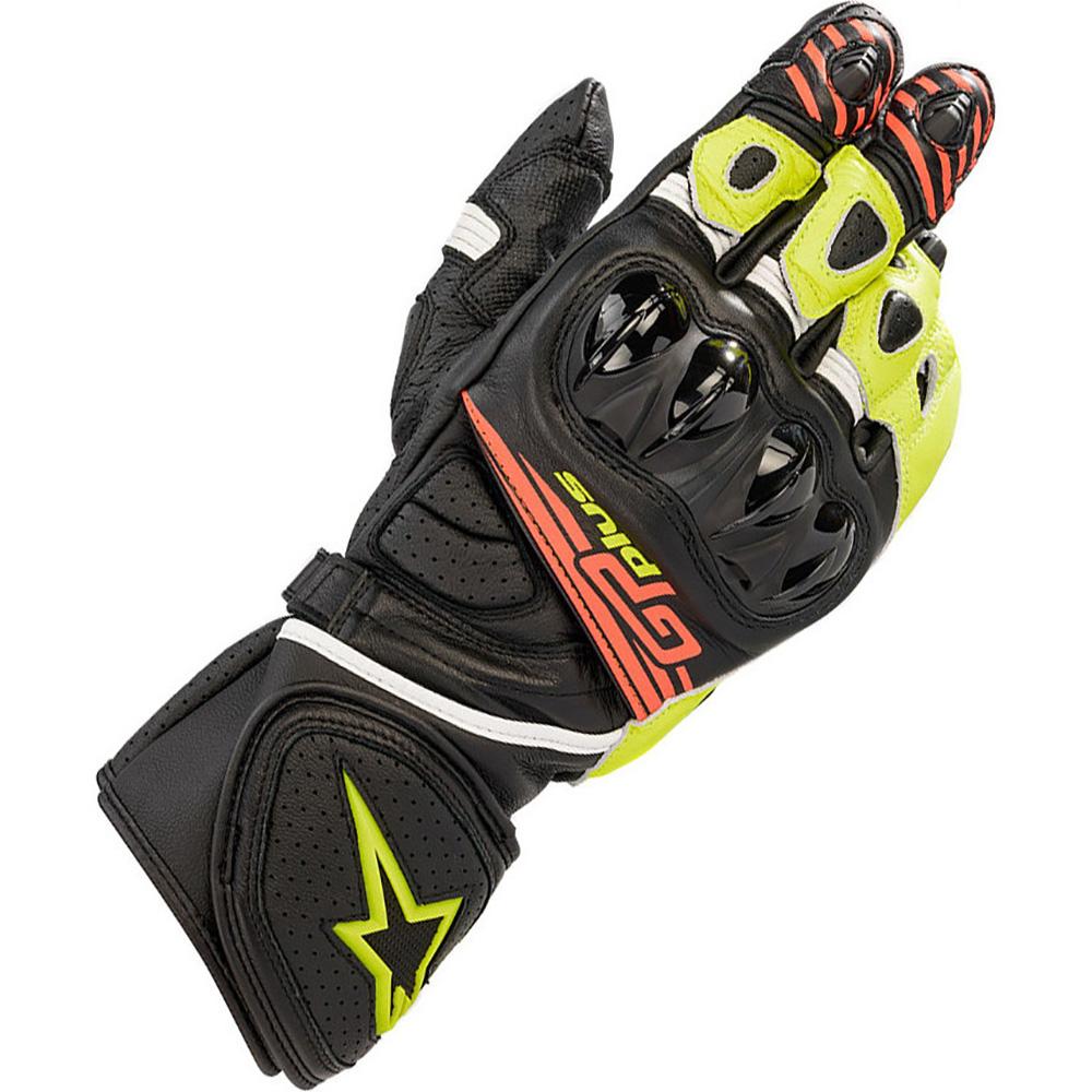 3556520 1538 XL - Alpinestars GP Plus R V2 Leather Motorcycle Gloves XL Black Yellow Red Fluo