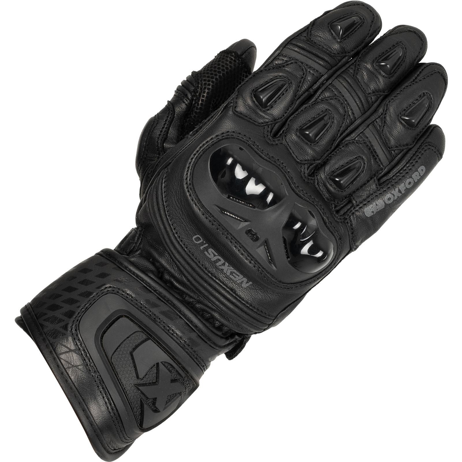 GM223103XL - Oxford Nexus Leather Motorcycle Gloves XL Stealth Black