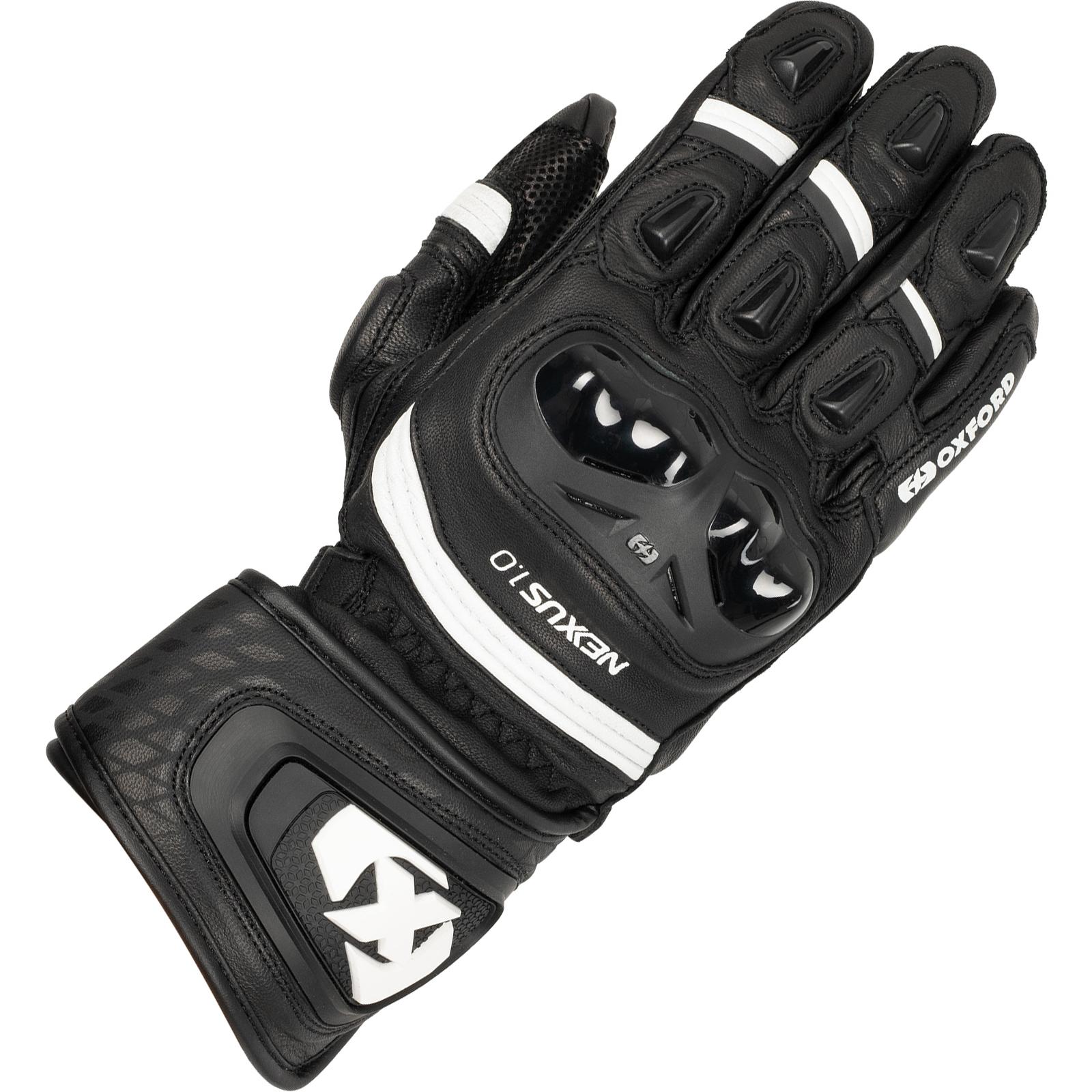 GM223101L - Oxford Nexus Leather Motorcycle Gloves L Black White