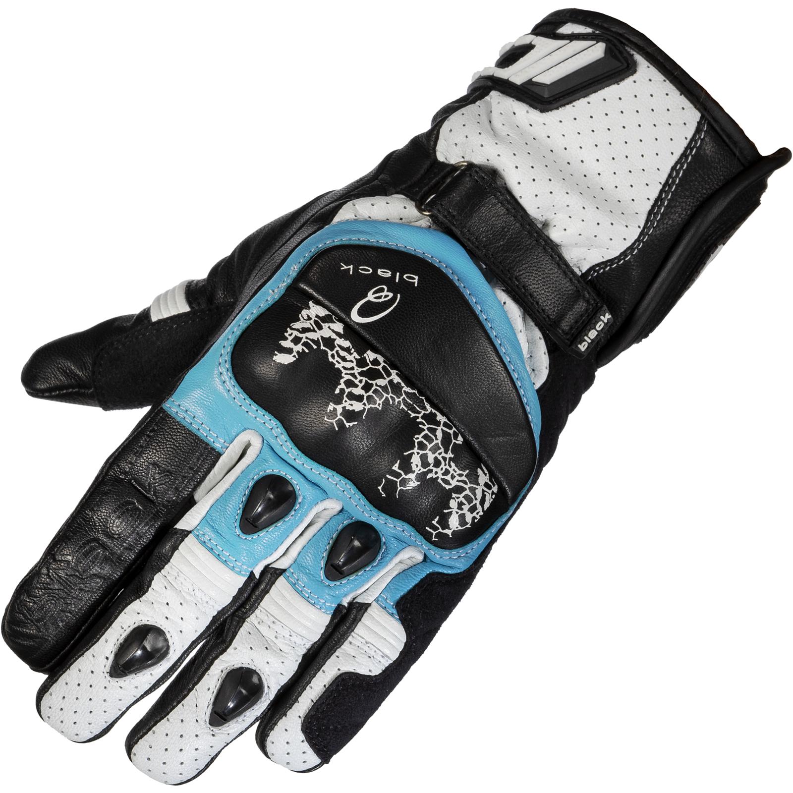 Black Metro Short Motorcycle Gloves L Black White Blue