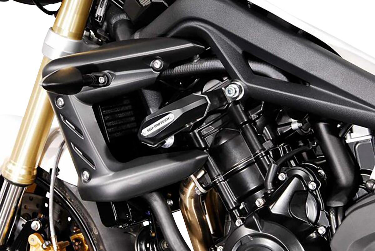 STP.11.590.10100/B - SW Motech Frame Sliders - Triumph Street Triple 675 2008-2012 - Black/Silver