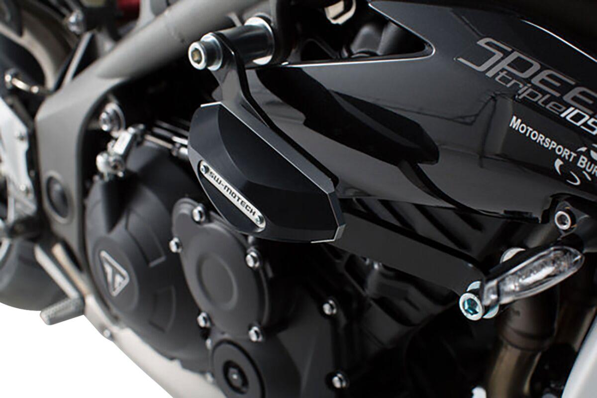 STP.11.590.10300/B - SW Motech Frame Sliders - Triumph Speed Triple 1050 2010-2020 - Black/Silver