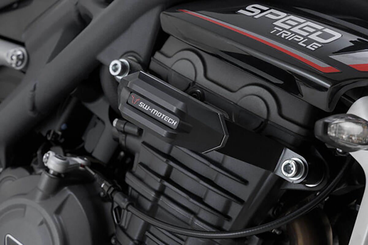 STP.11.590.10600/B - SW Motech Frame Sliders - Triumph Speed Triple 1200 2021-2024 - Black/Silver